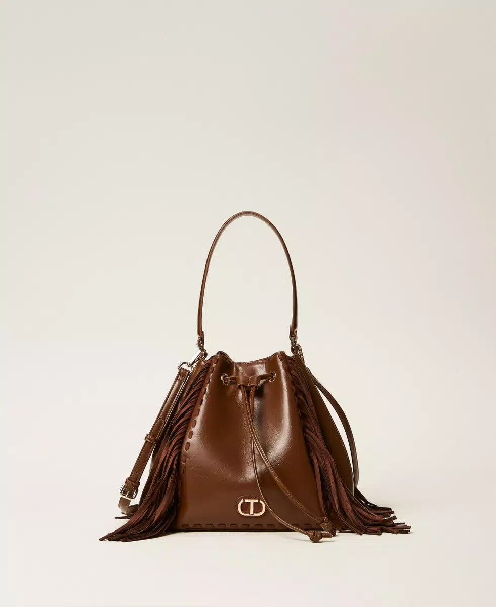 Borsa a secchiello 'Melrose' con frange