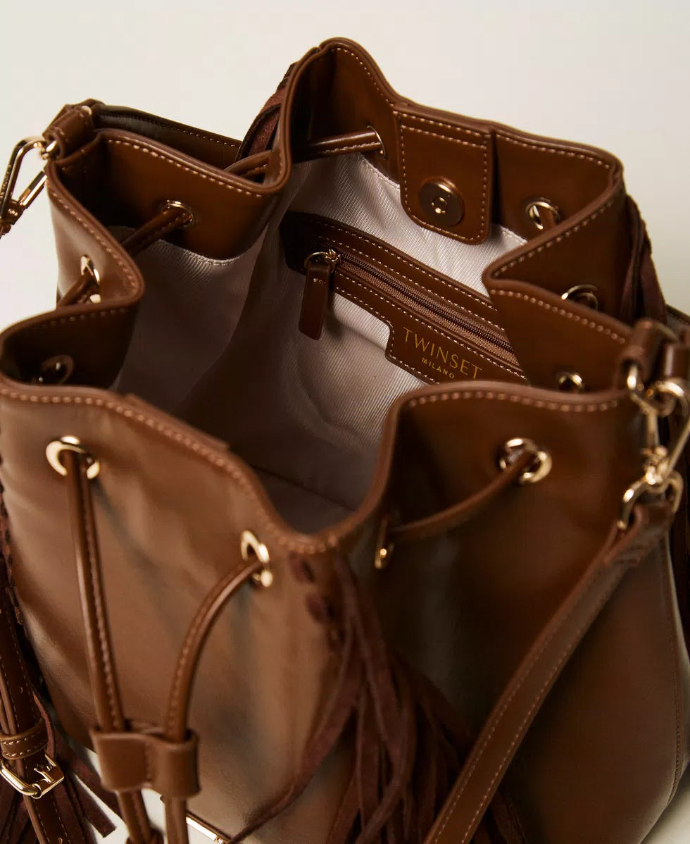 Borsa a secchiello 'Melrose' con frange