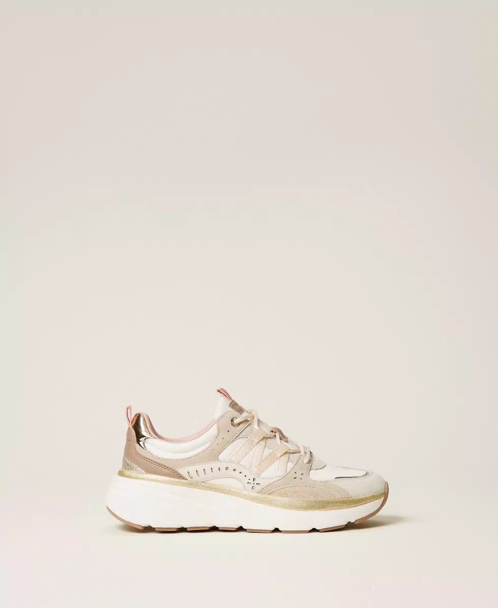 Sneakers running in pelle e rete