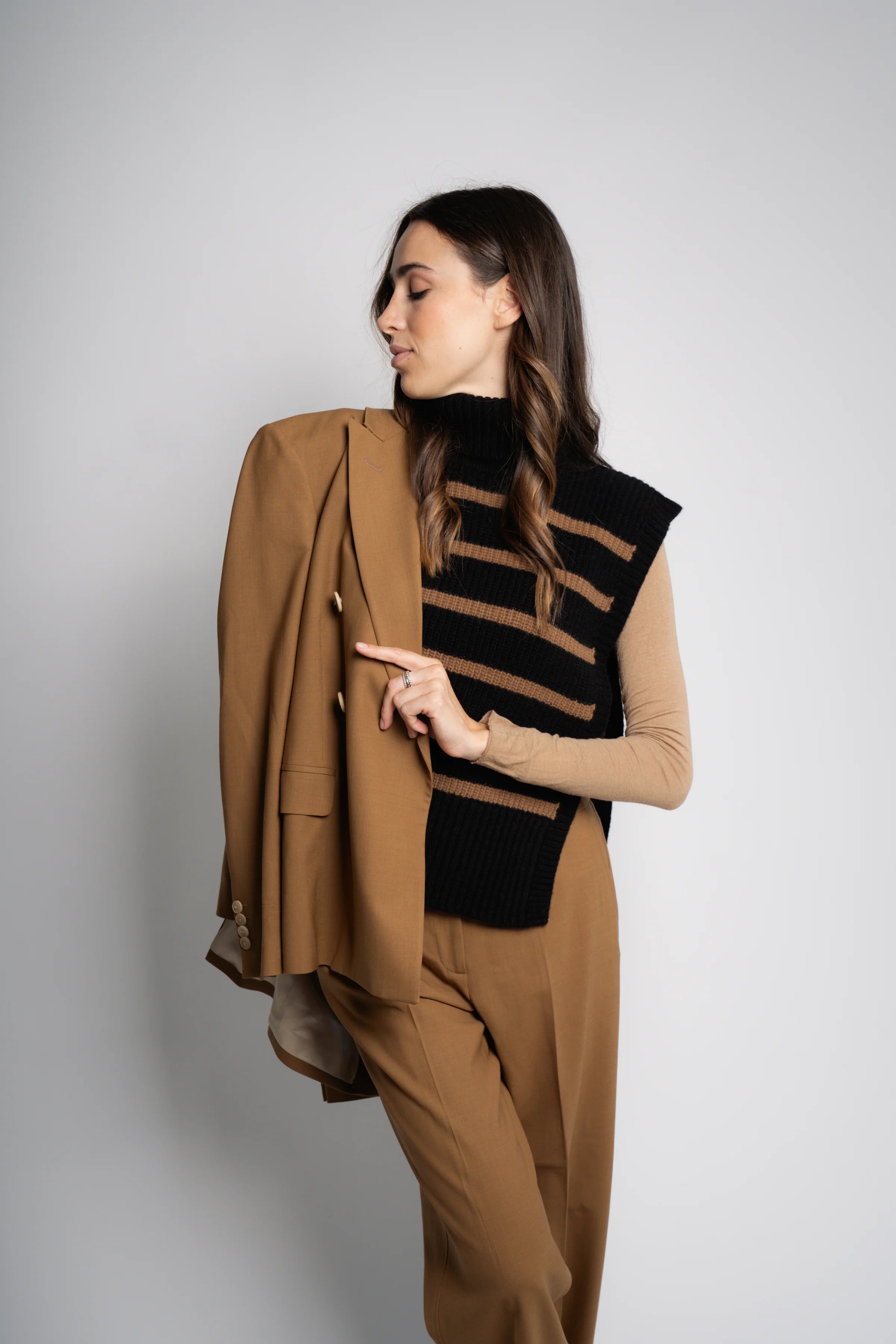 Davantino righe nero/cammello