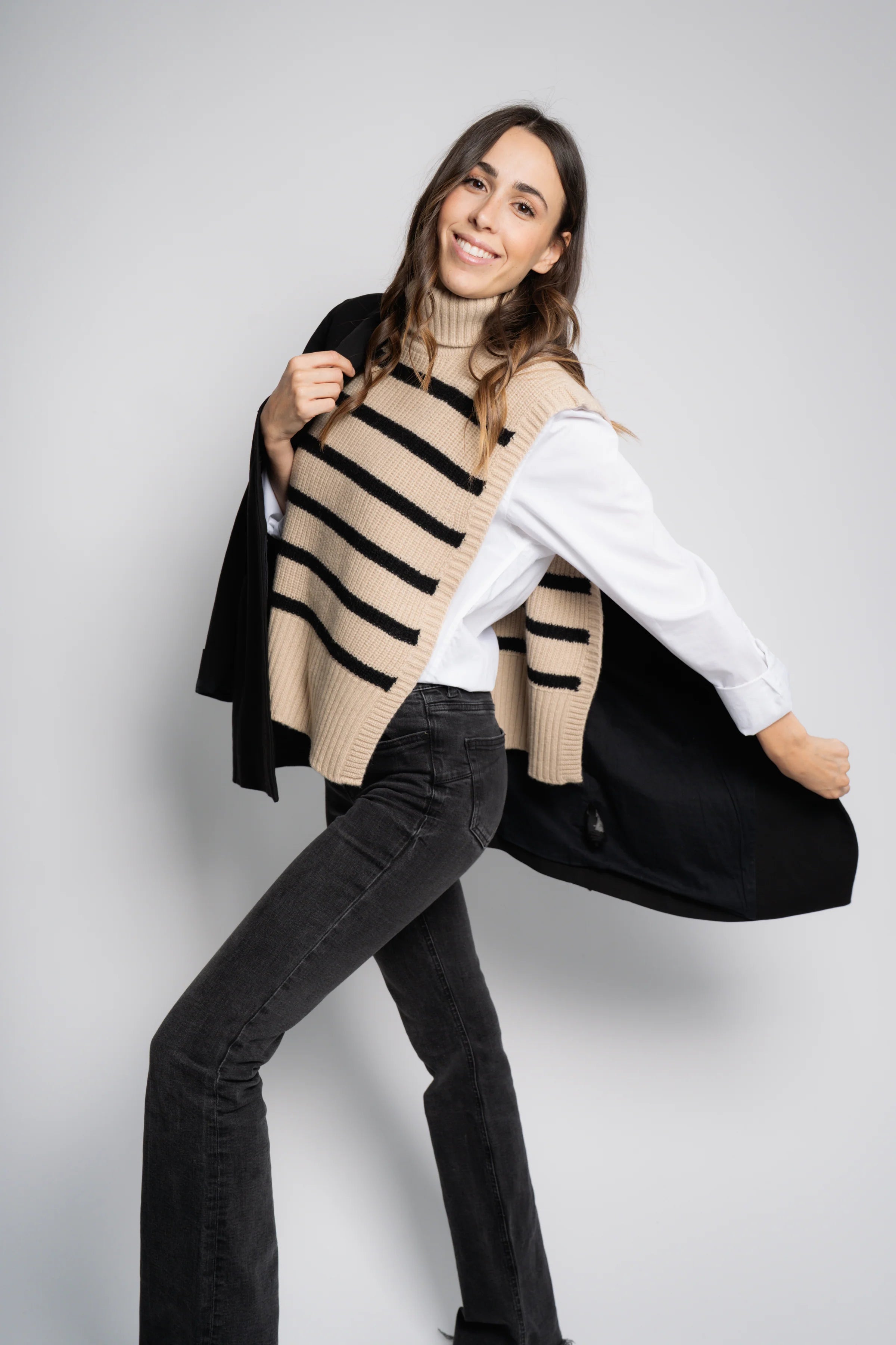 Davantino righe beige/nero