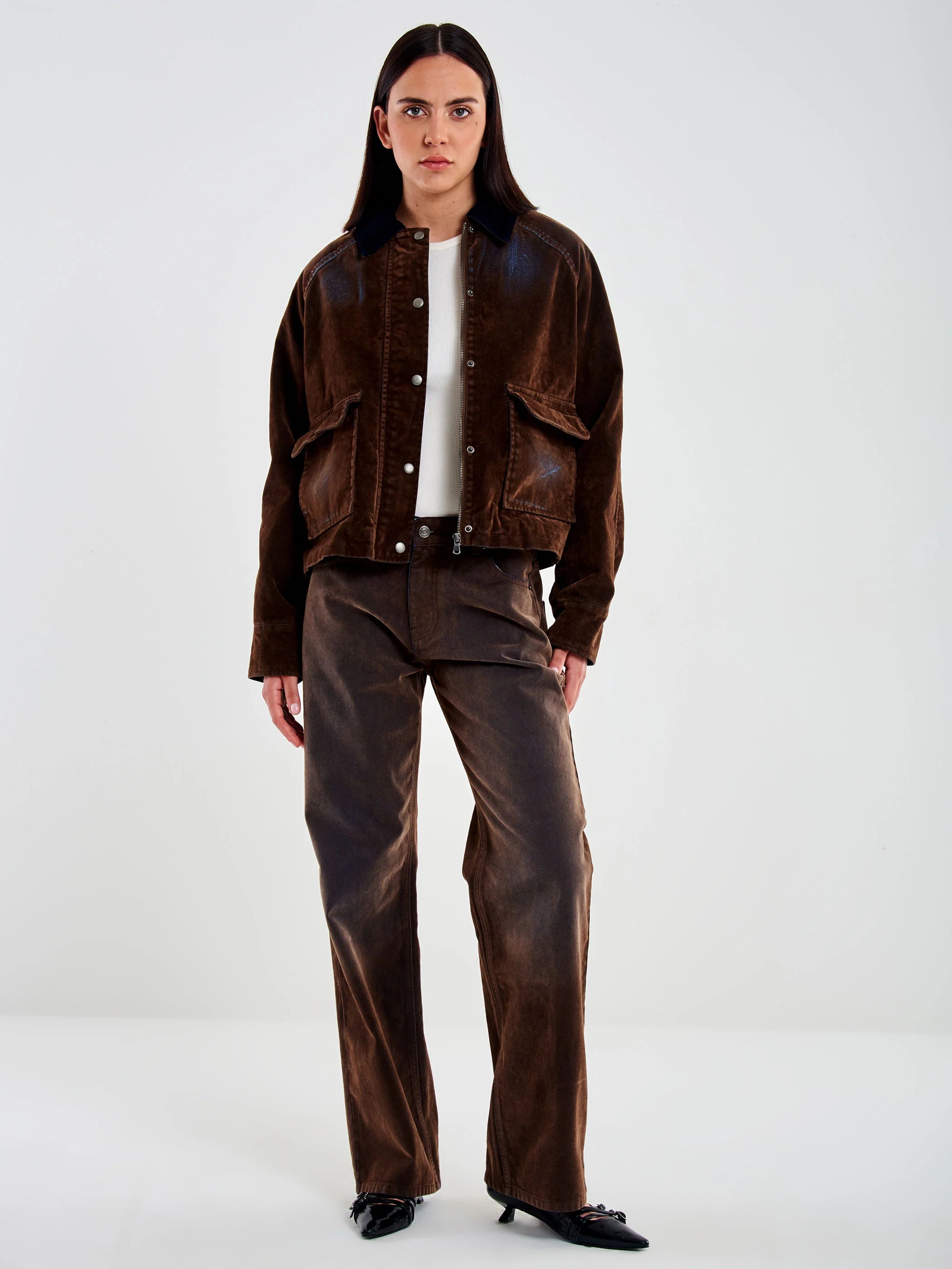 Giacca in Denim con Floccatura