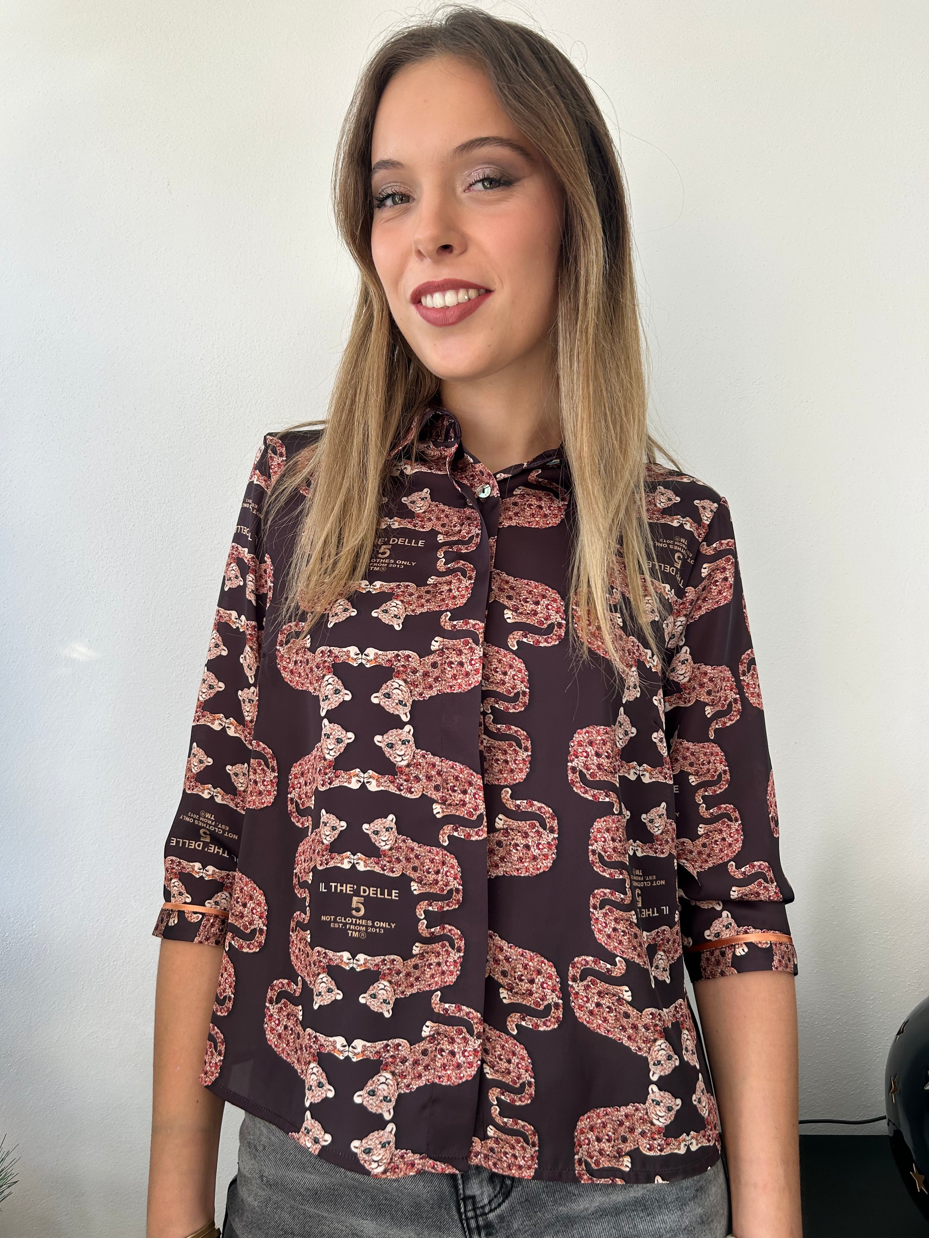 Camicia spoon stampa tigre maculata