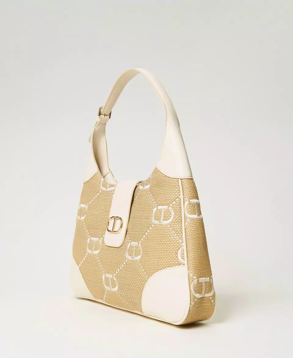 Borsa hobo “Palermo” con ricamo Oval T