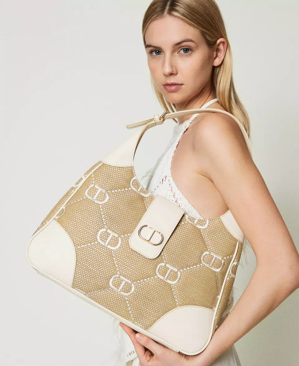 Borsa hobo “Palermo” con ricamo Oval T