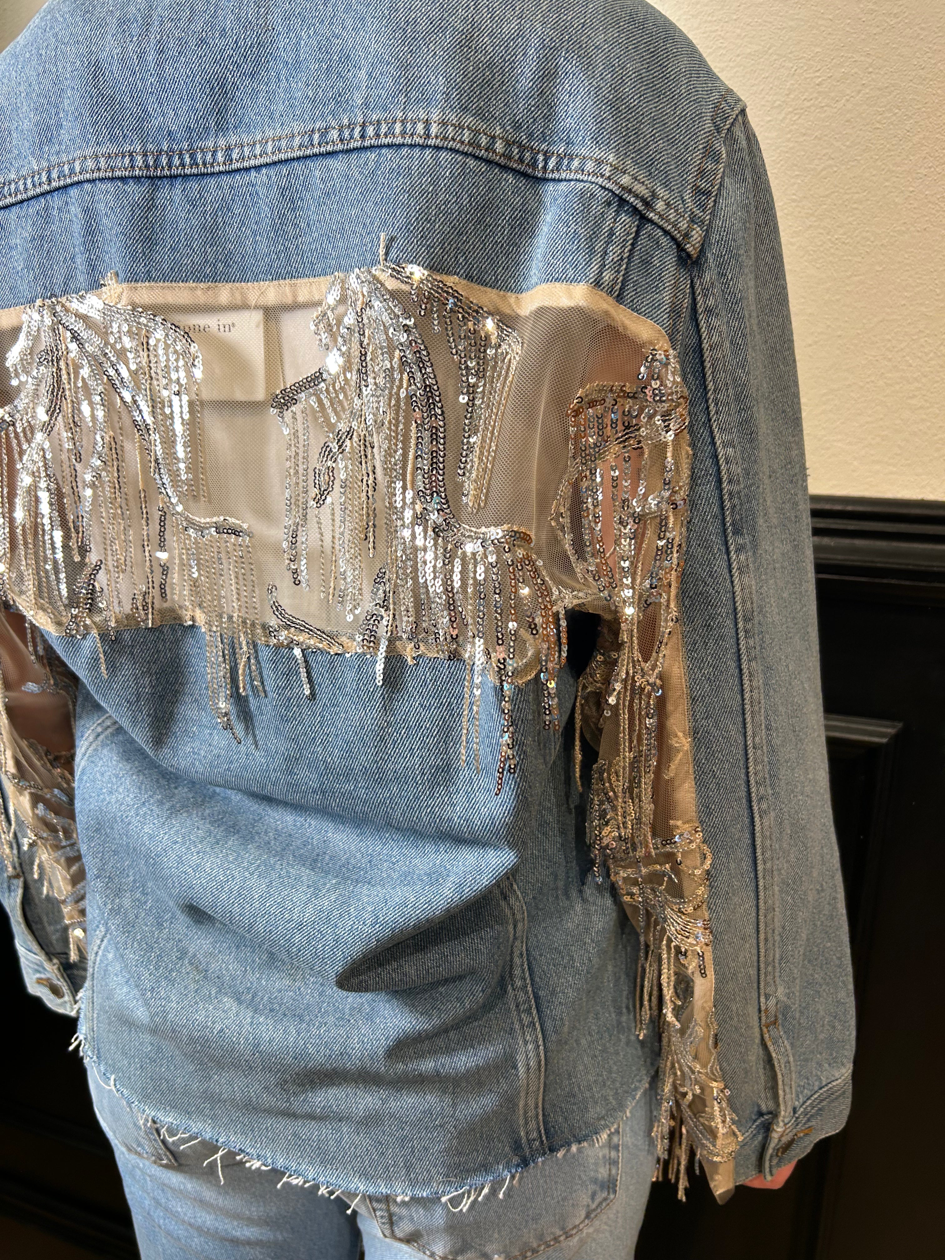 Giacchino in denim dettaglio strass sul retro