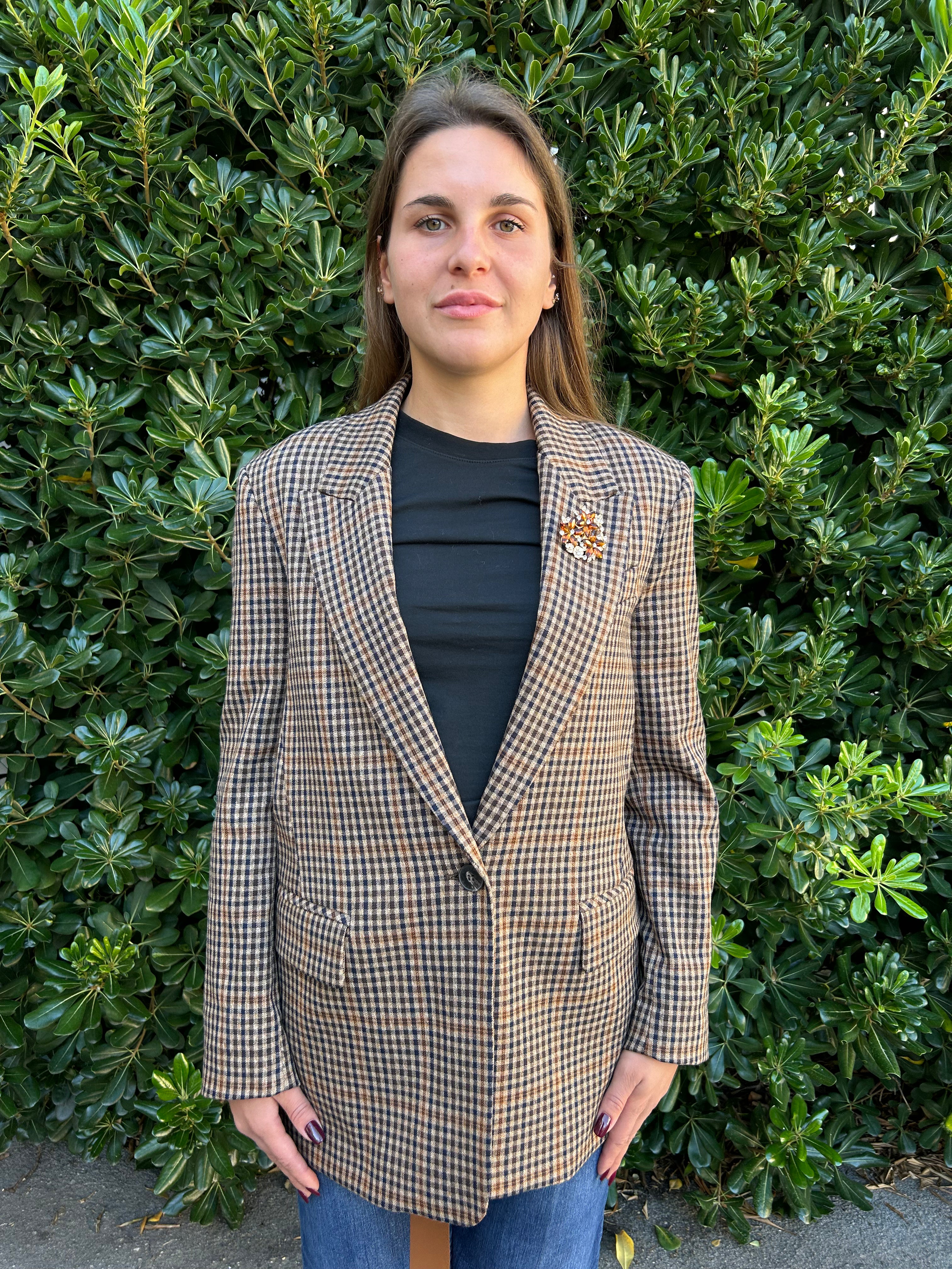 Giacca quadri marrone