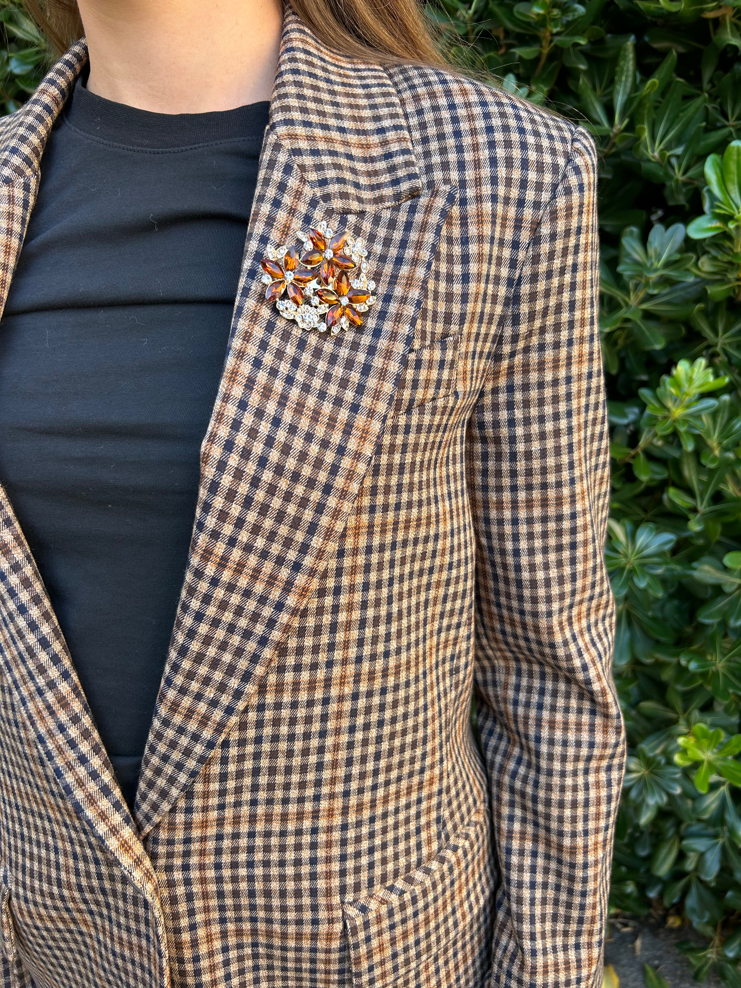 Giacca quadri marrone