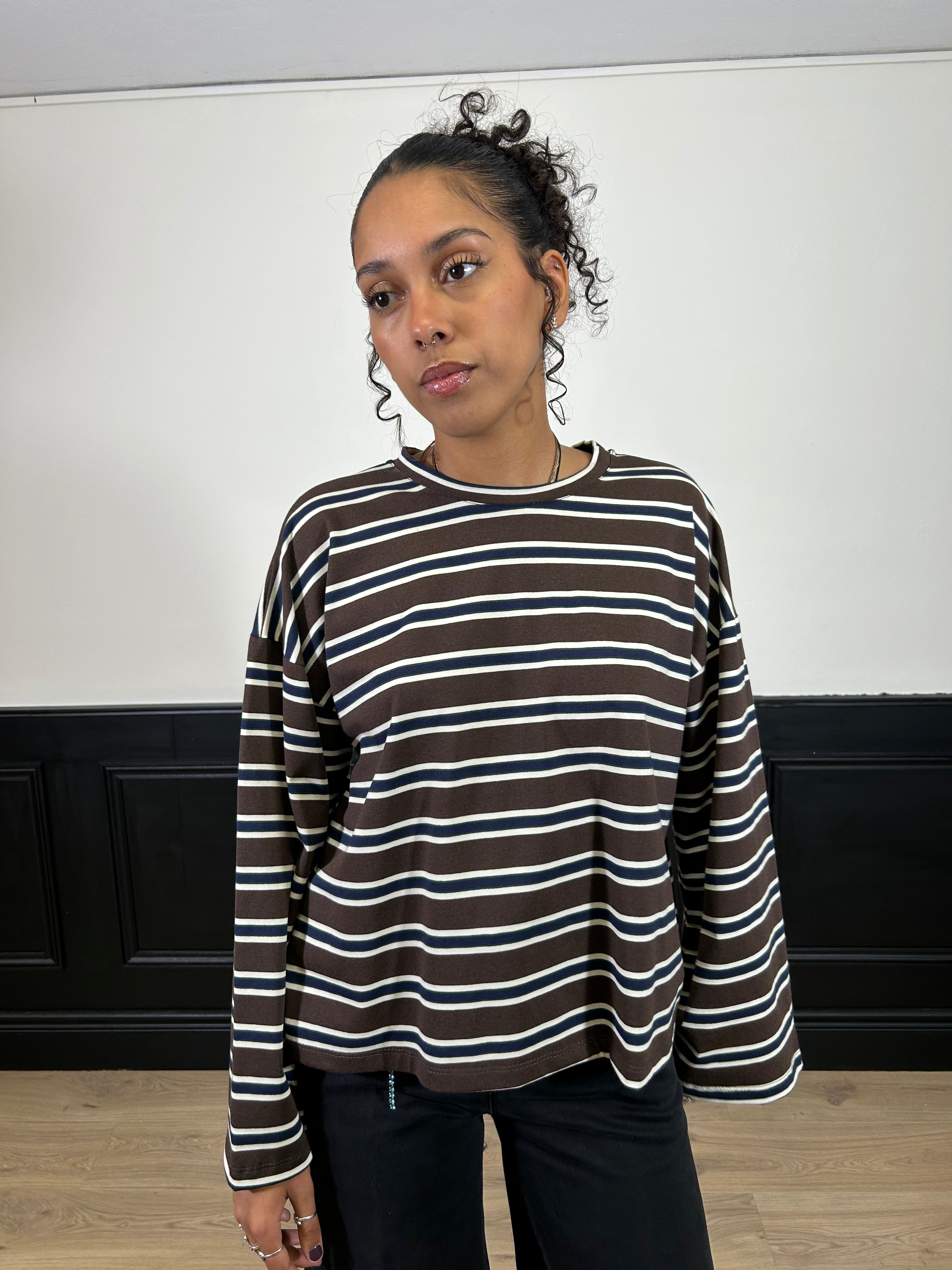 T-shirt manica ampia a righe