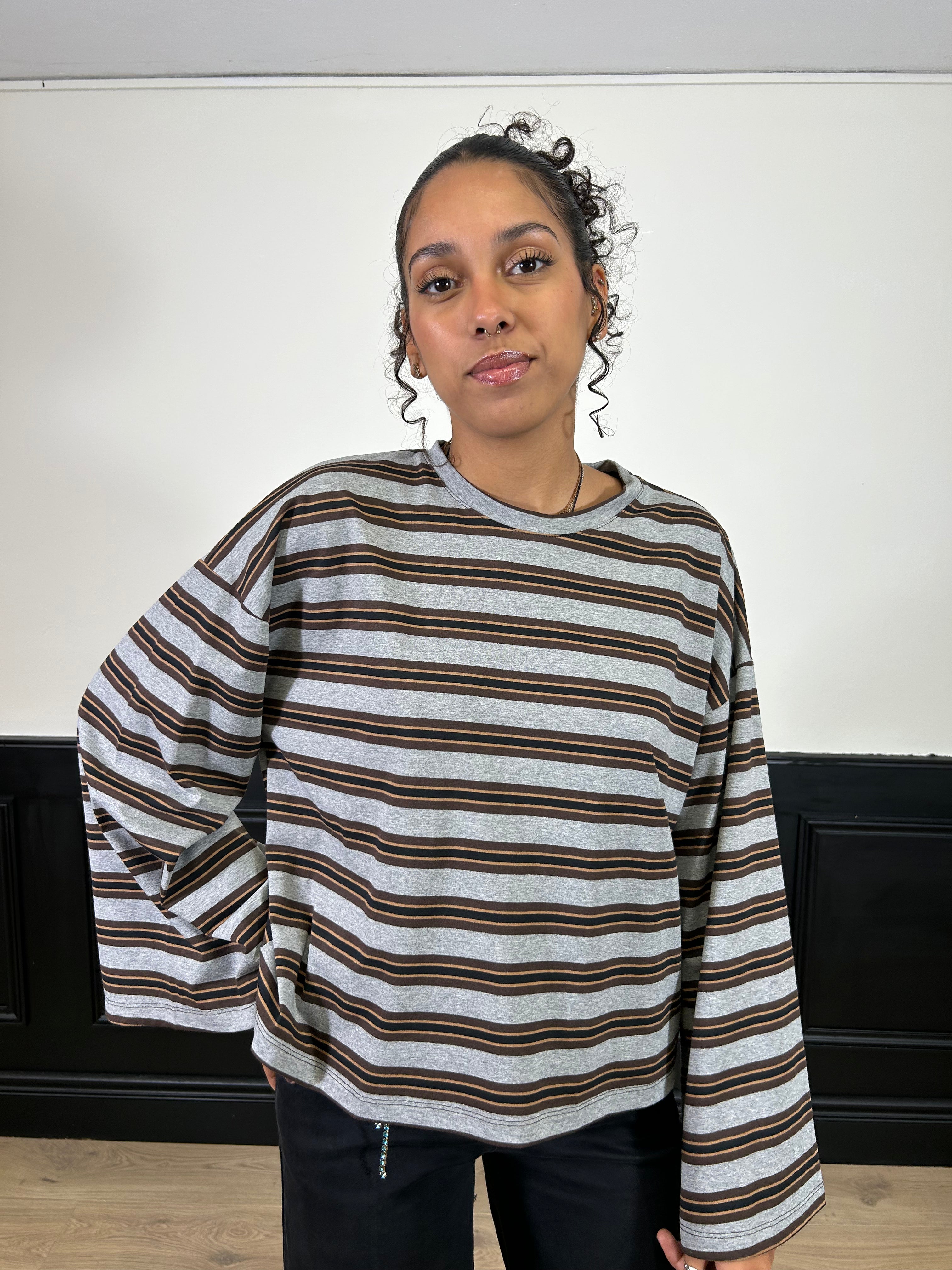 T-shirt manica ampia a righe