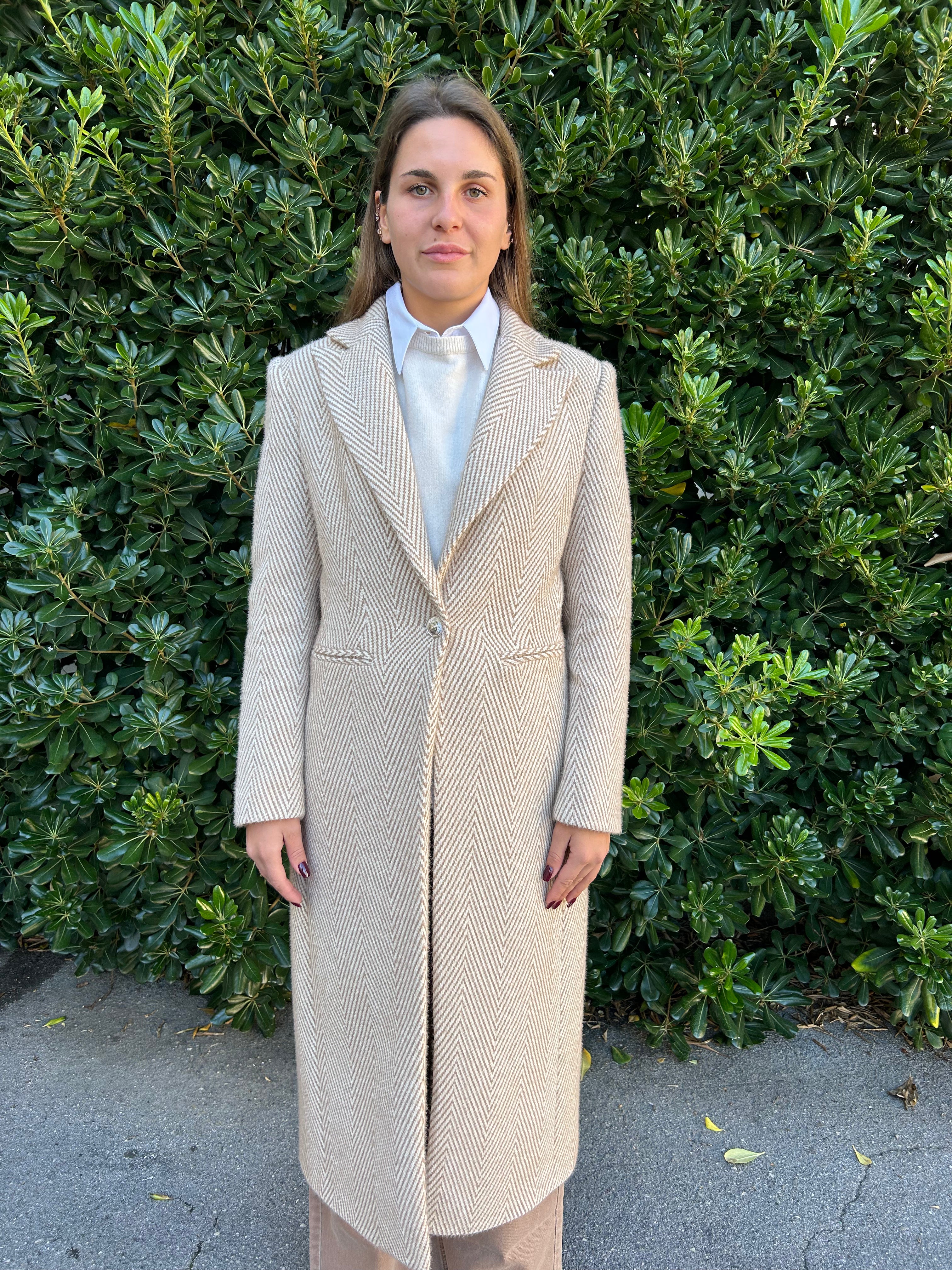 Cappotto Herry spigato beige/panna