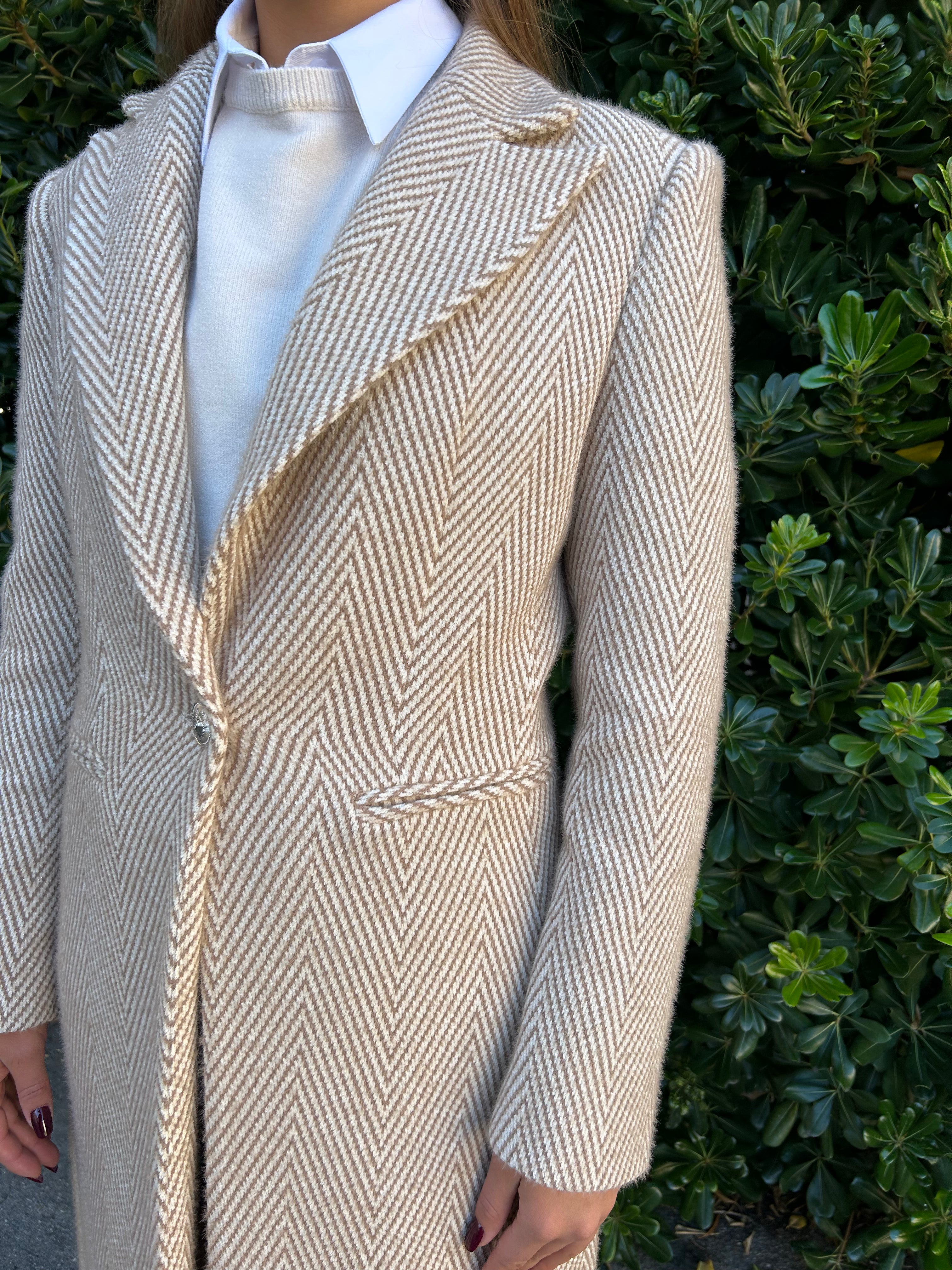 Cappotto Herry spigato beige/panna