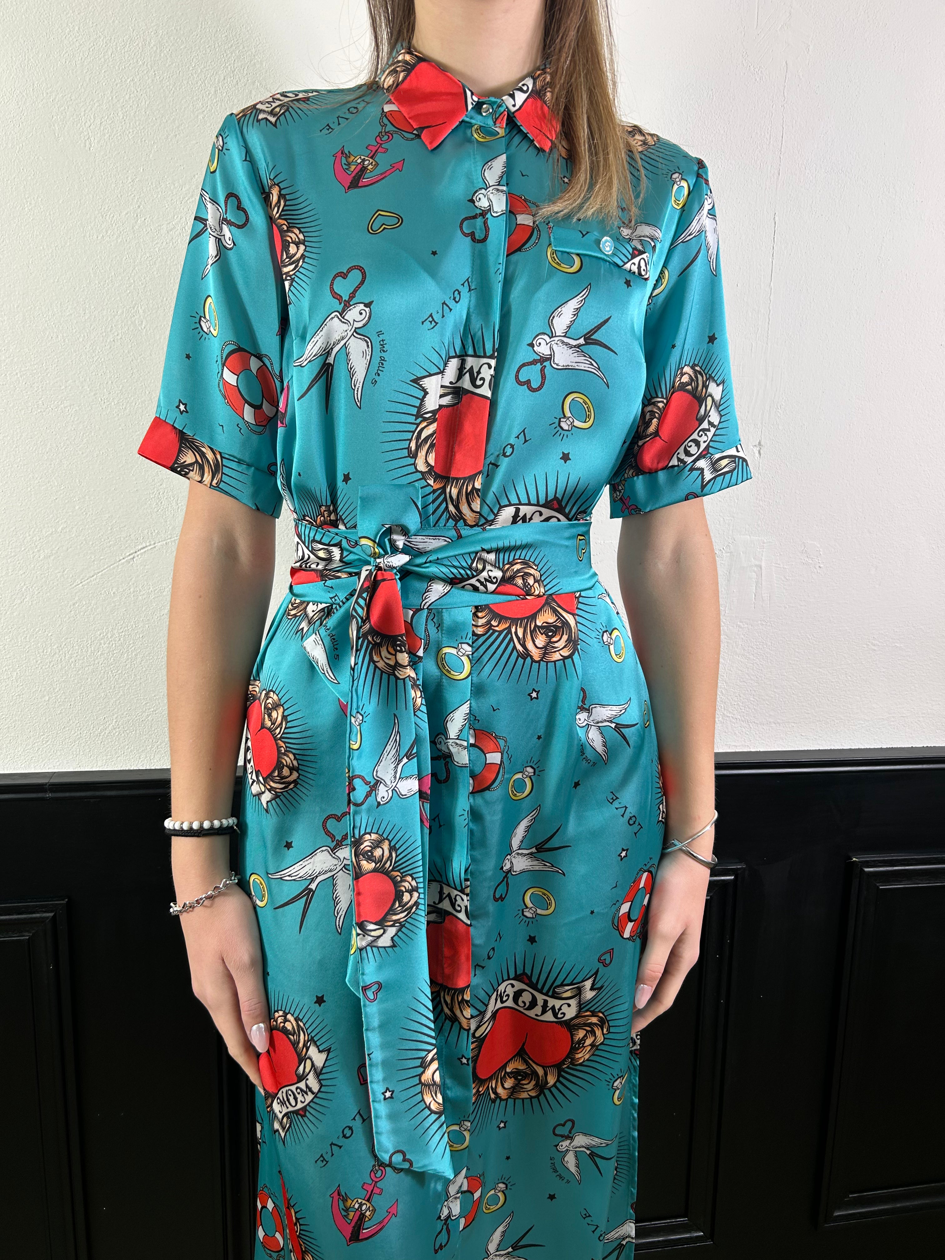 Abito chemisier fantasia tattoo laguna