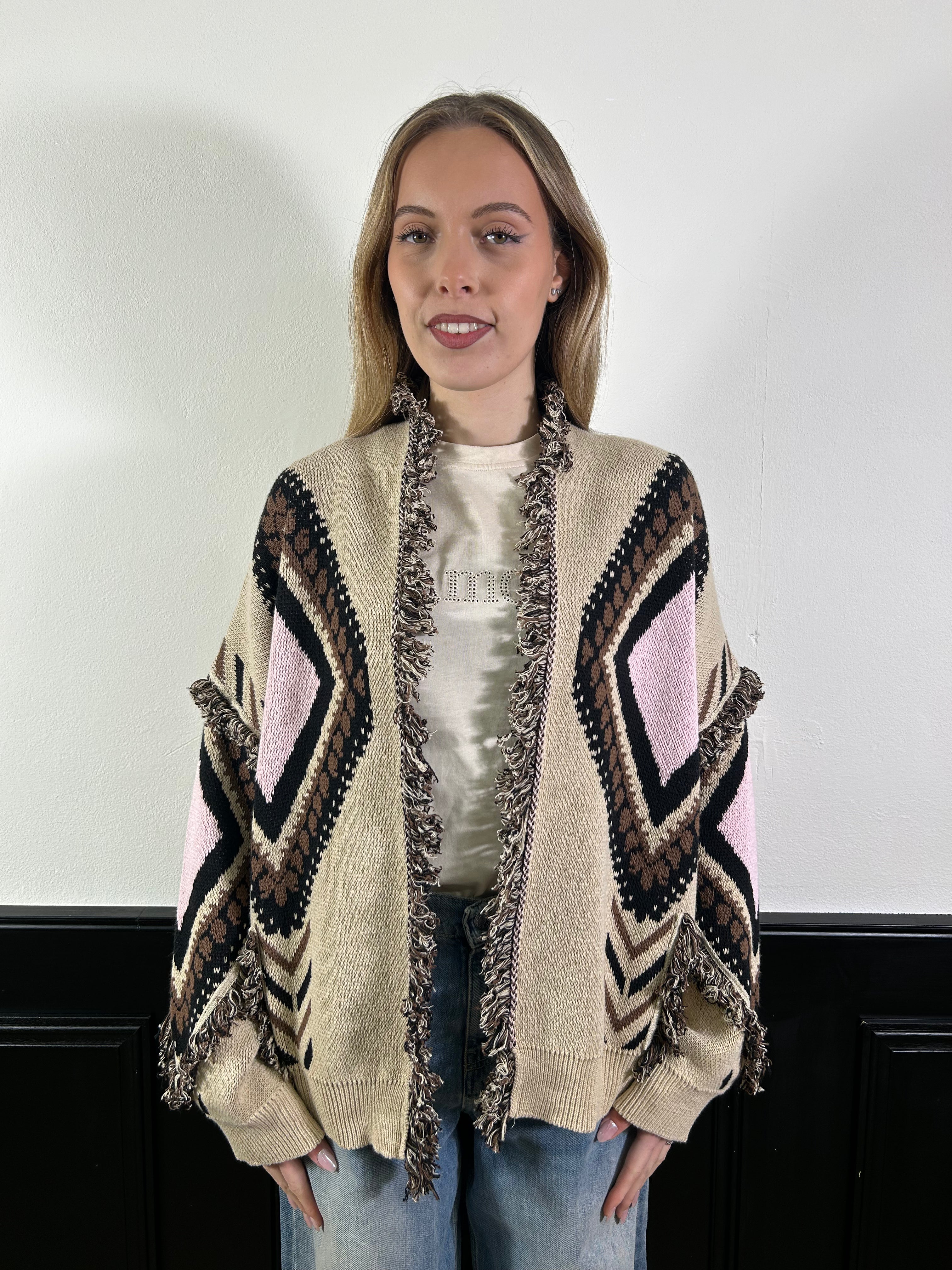 Cardigan Alanui fantasia rombi rosa