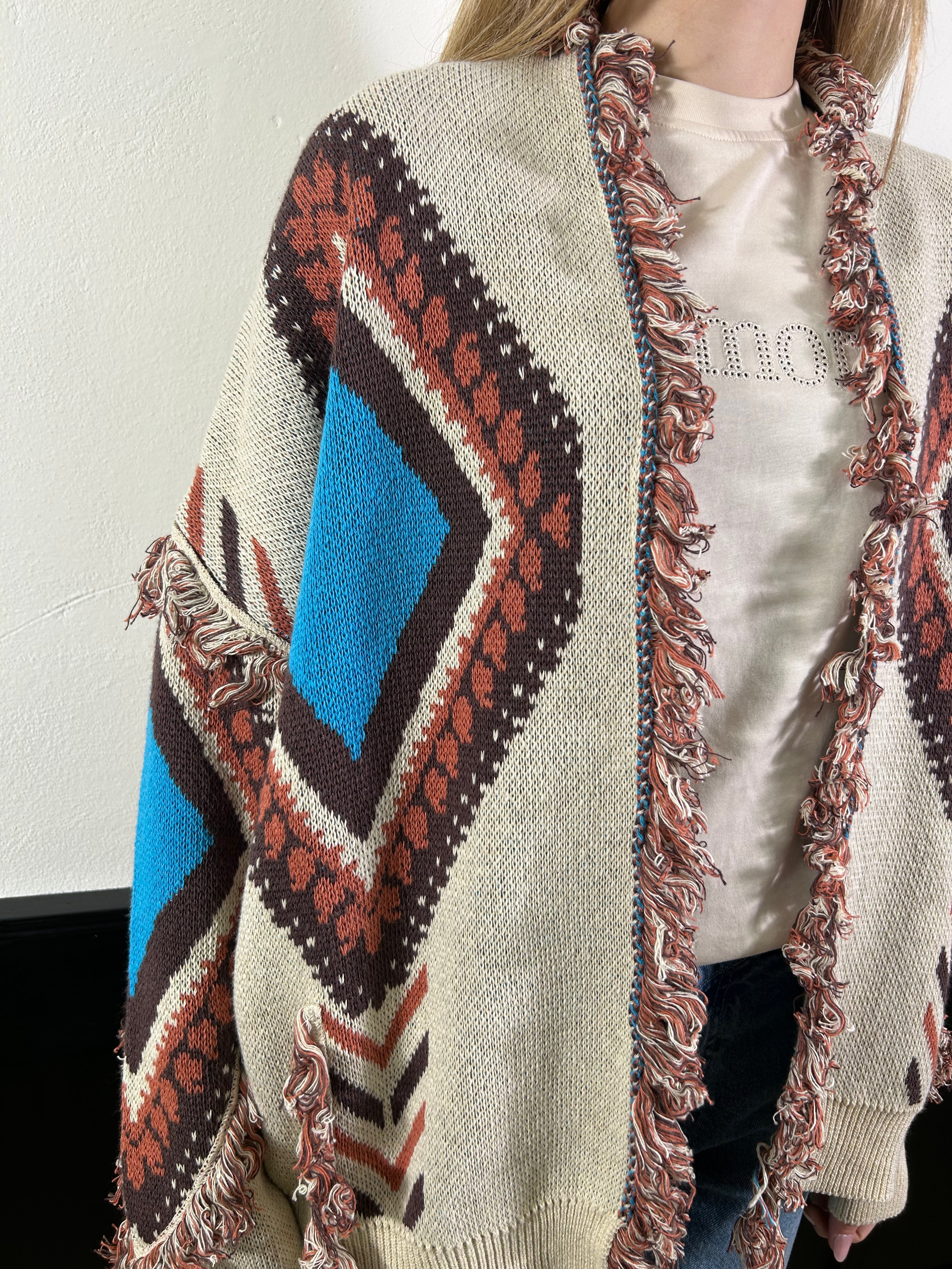 Cardigan Alanui fantasia rombi turchese