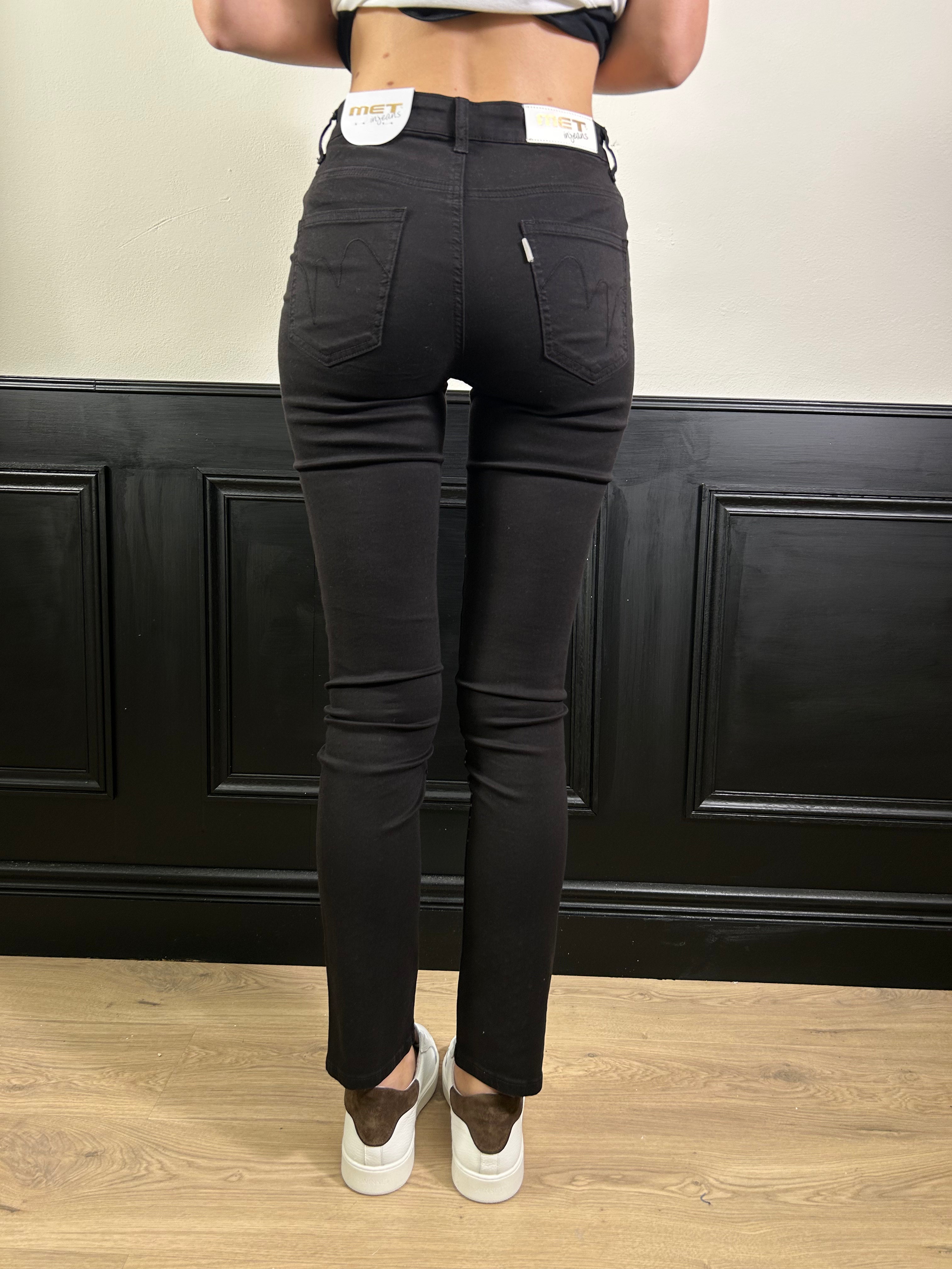 Jeans Elle skinny con strass nero