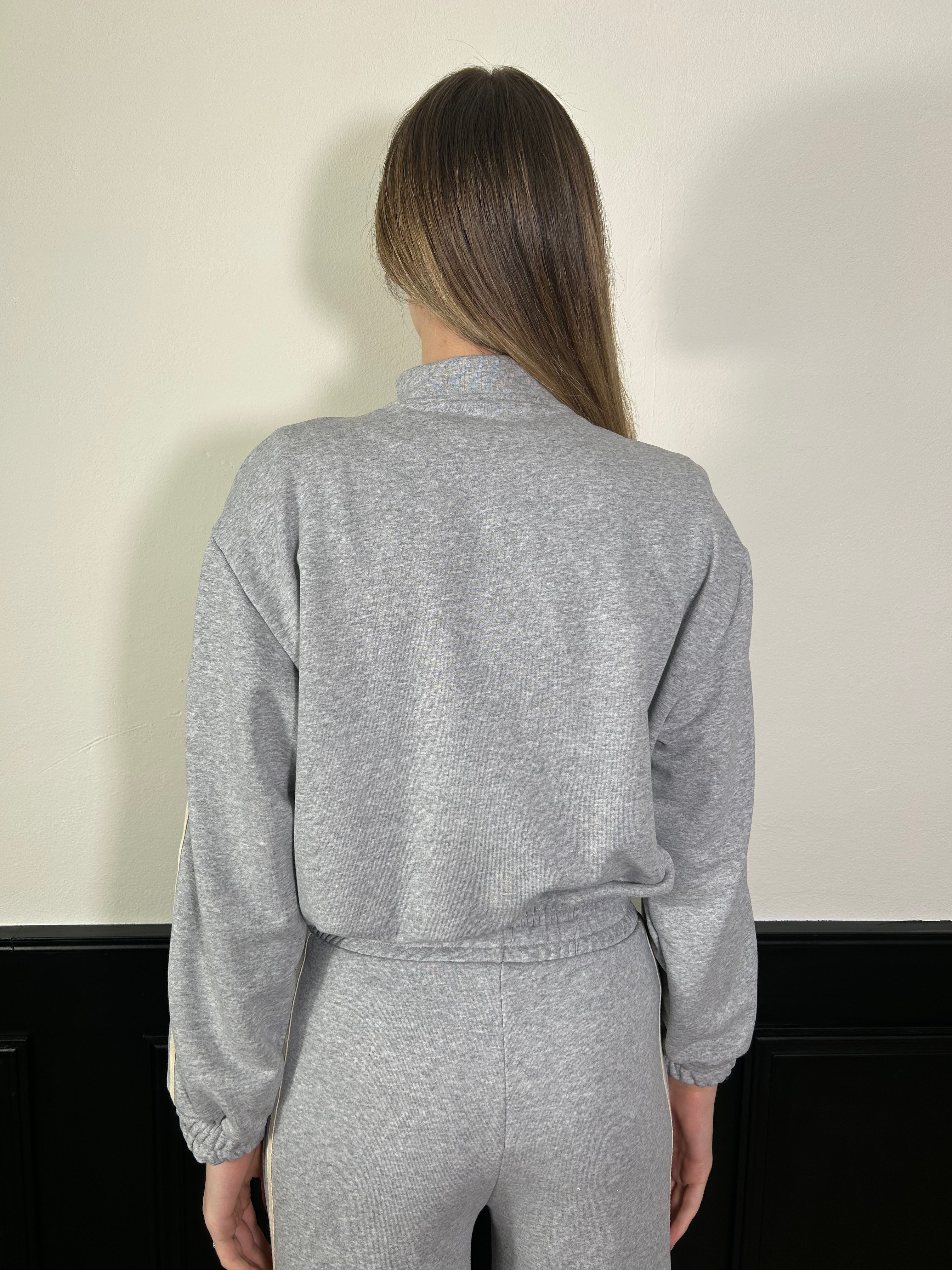 Felpa bomber grigia con alamari