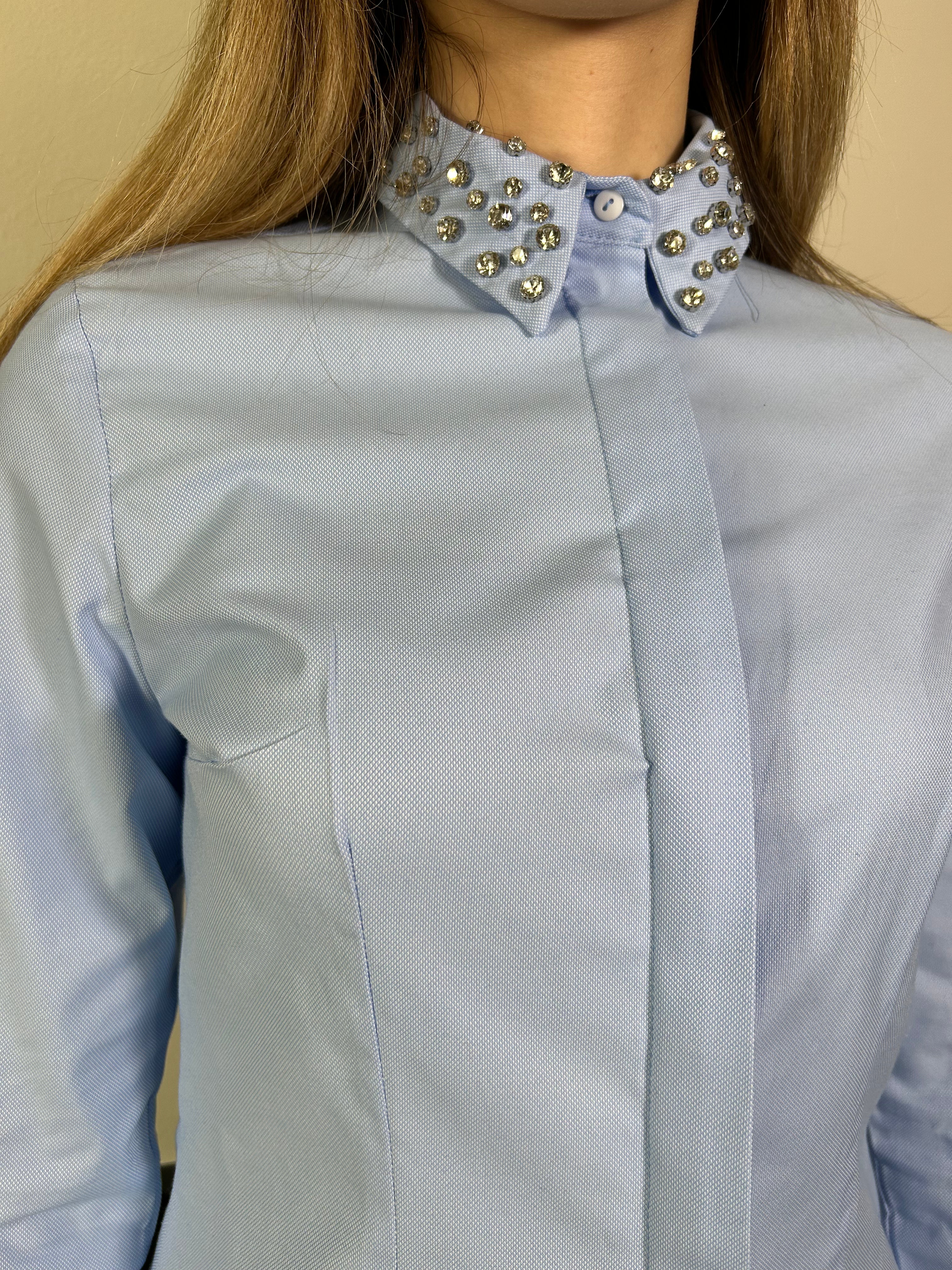 Camicia con colletto strass