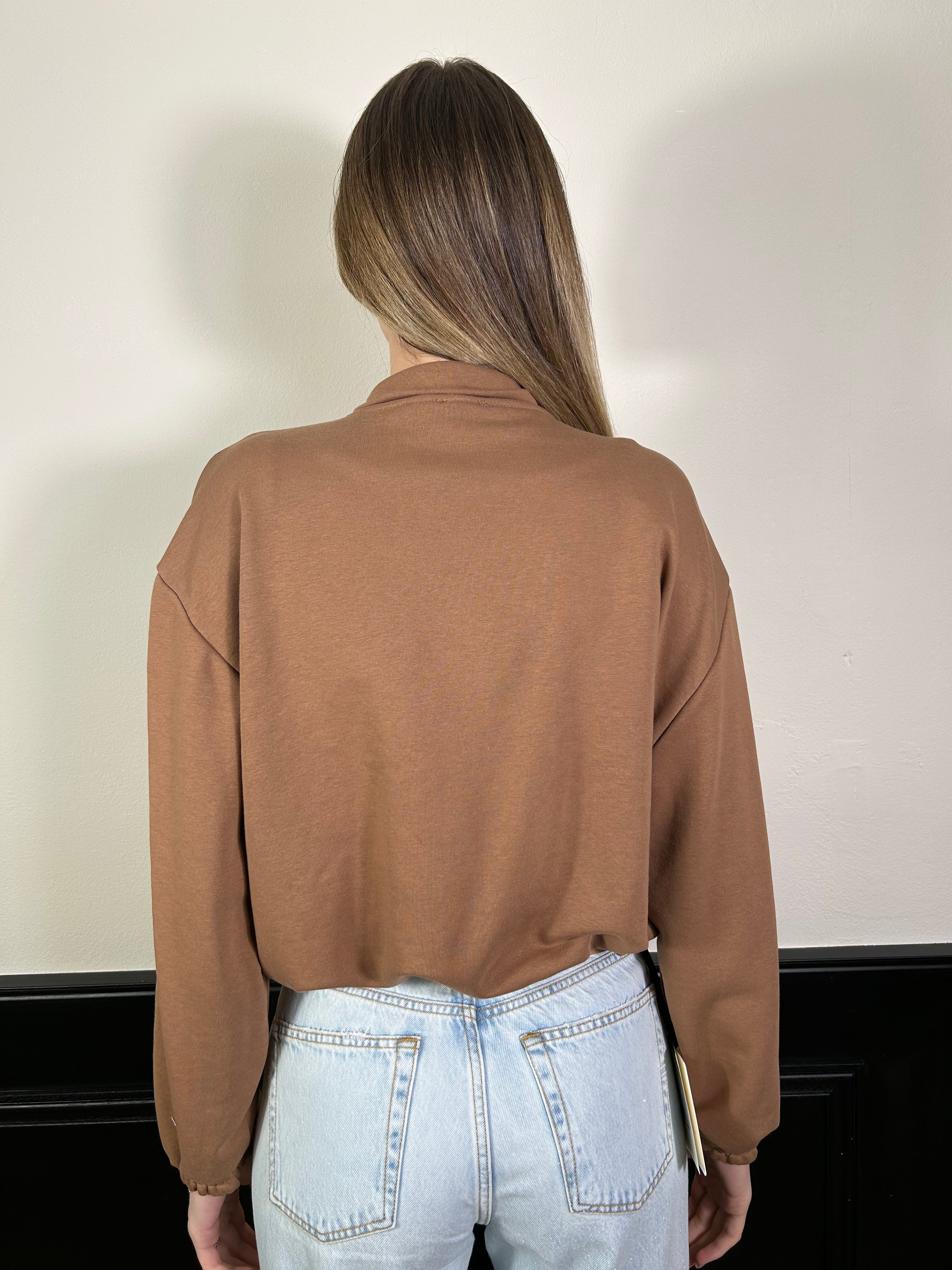Felpa bomber cammello con alamari