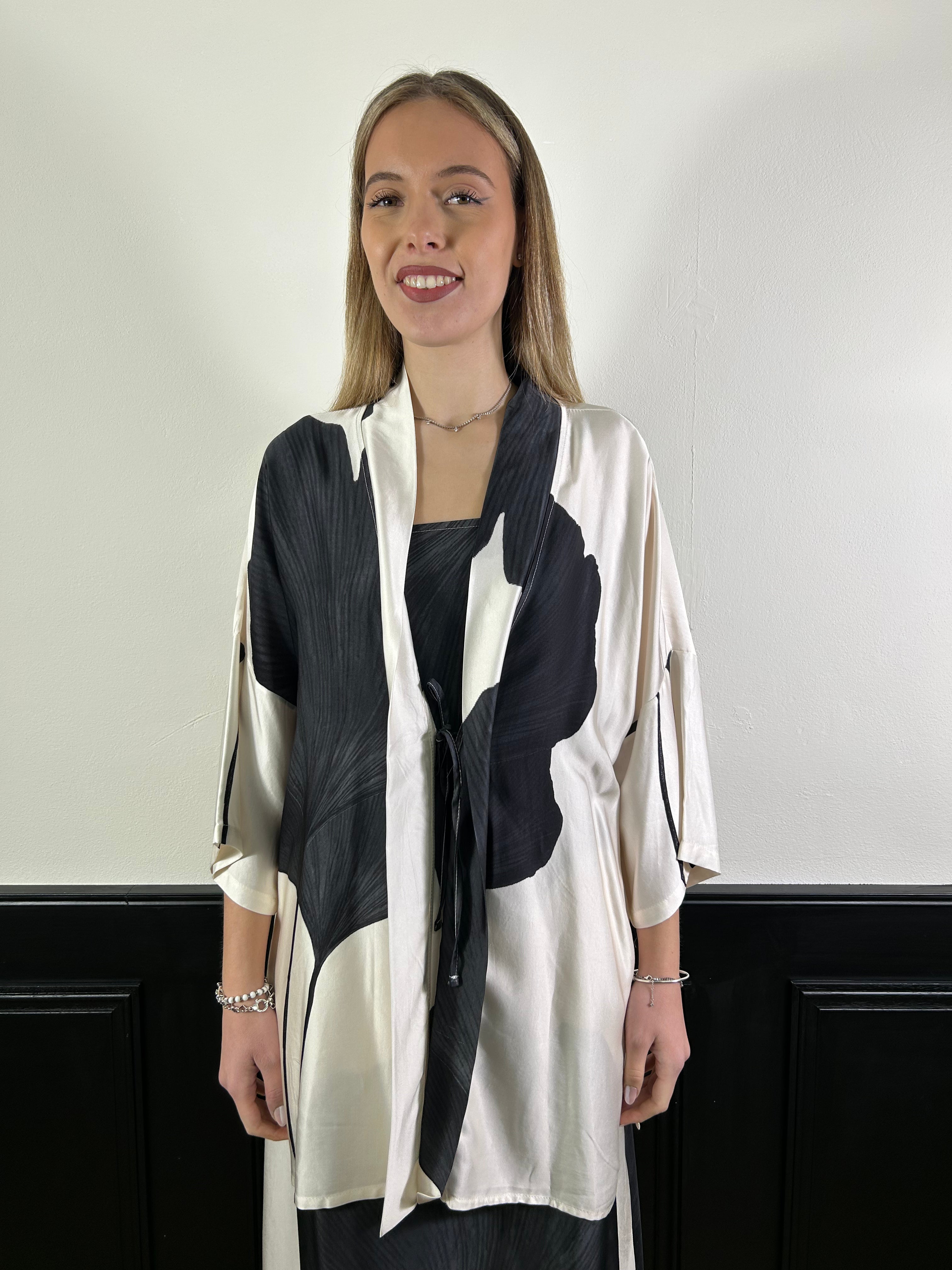 Kimono fantasia bianco nera