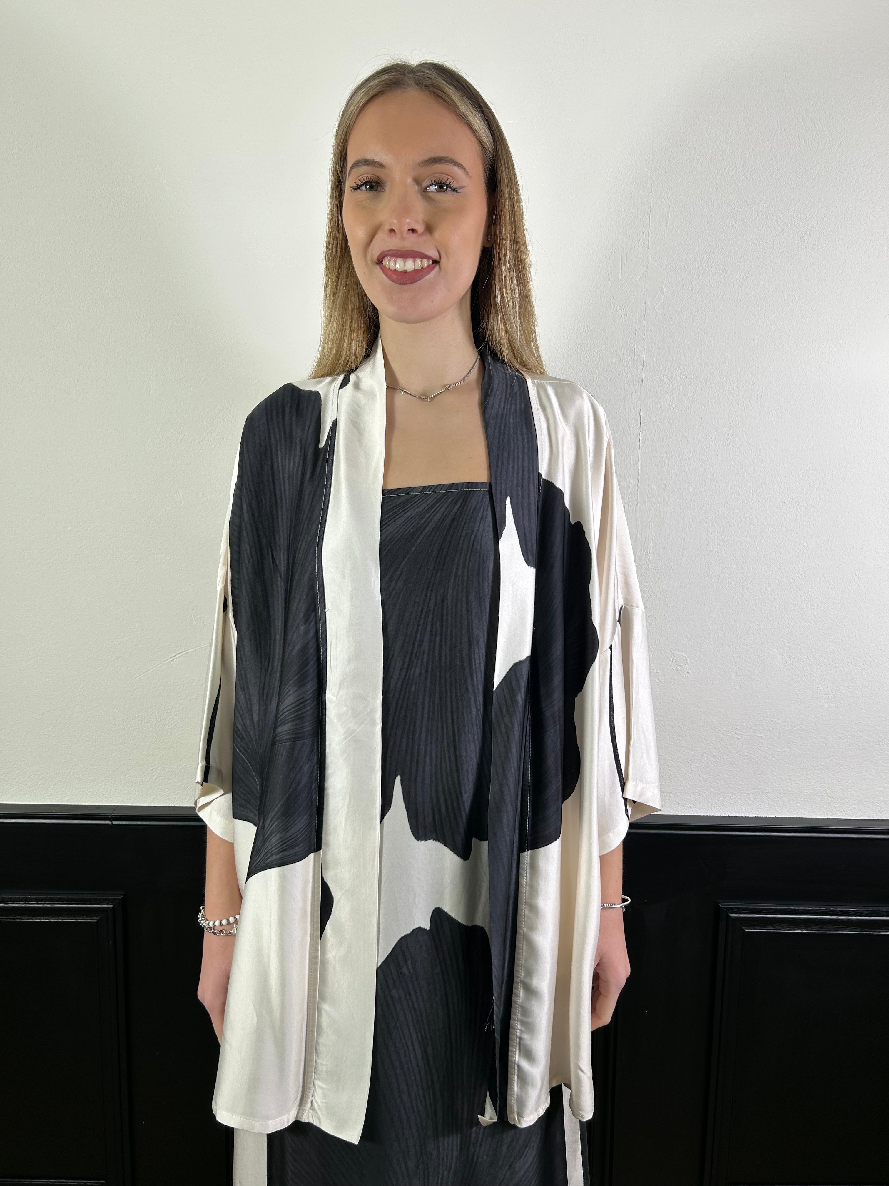 Kimono fantasia bianco nera