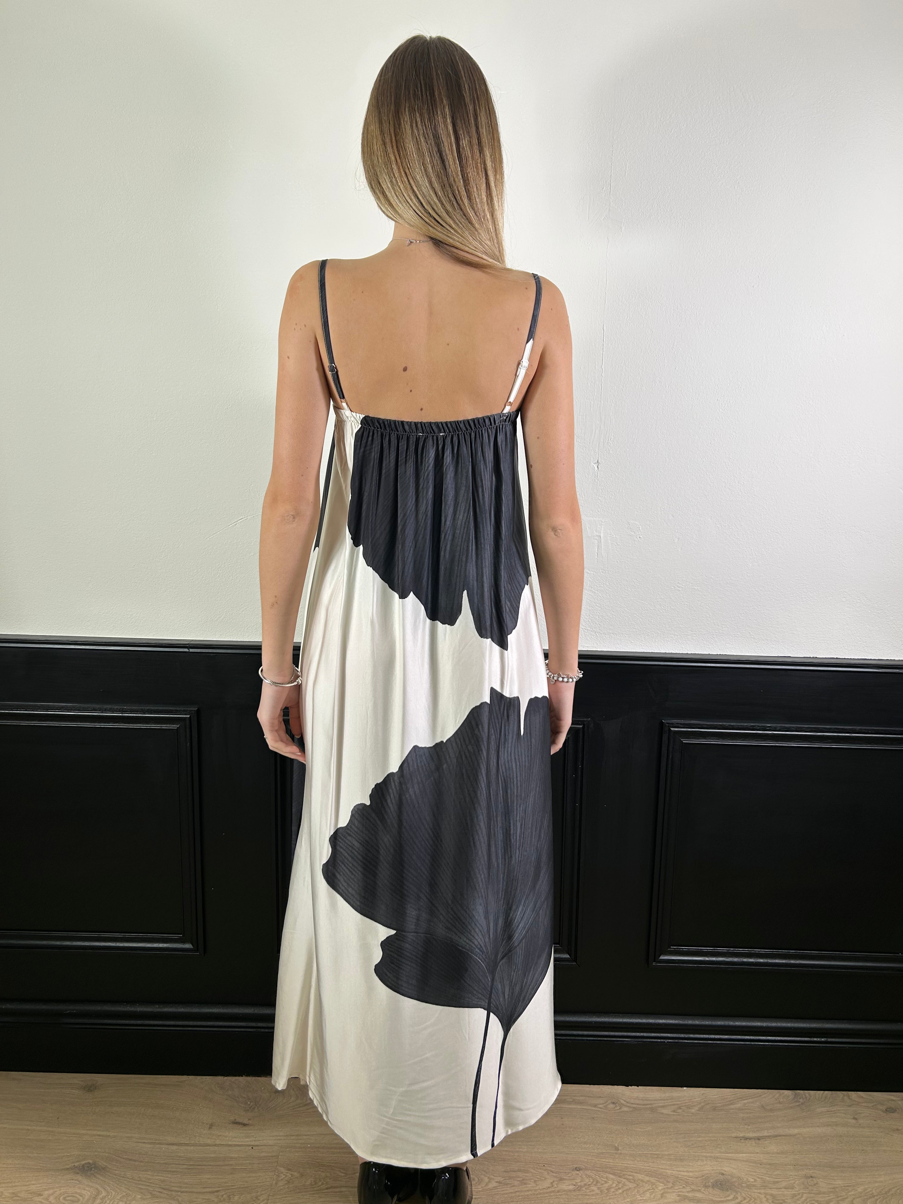 Abito sottoveste fantasia bianco e nero