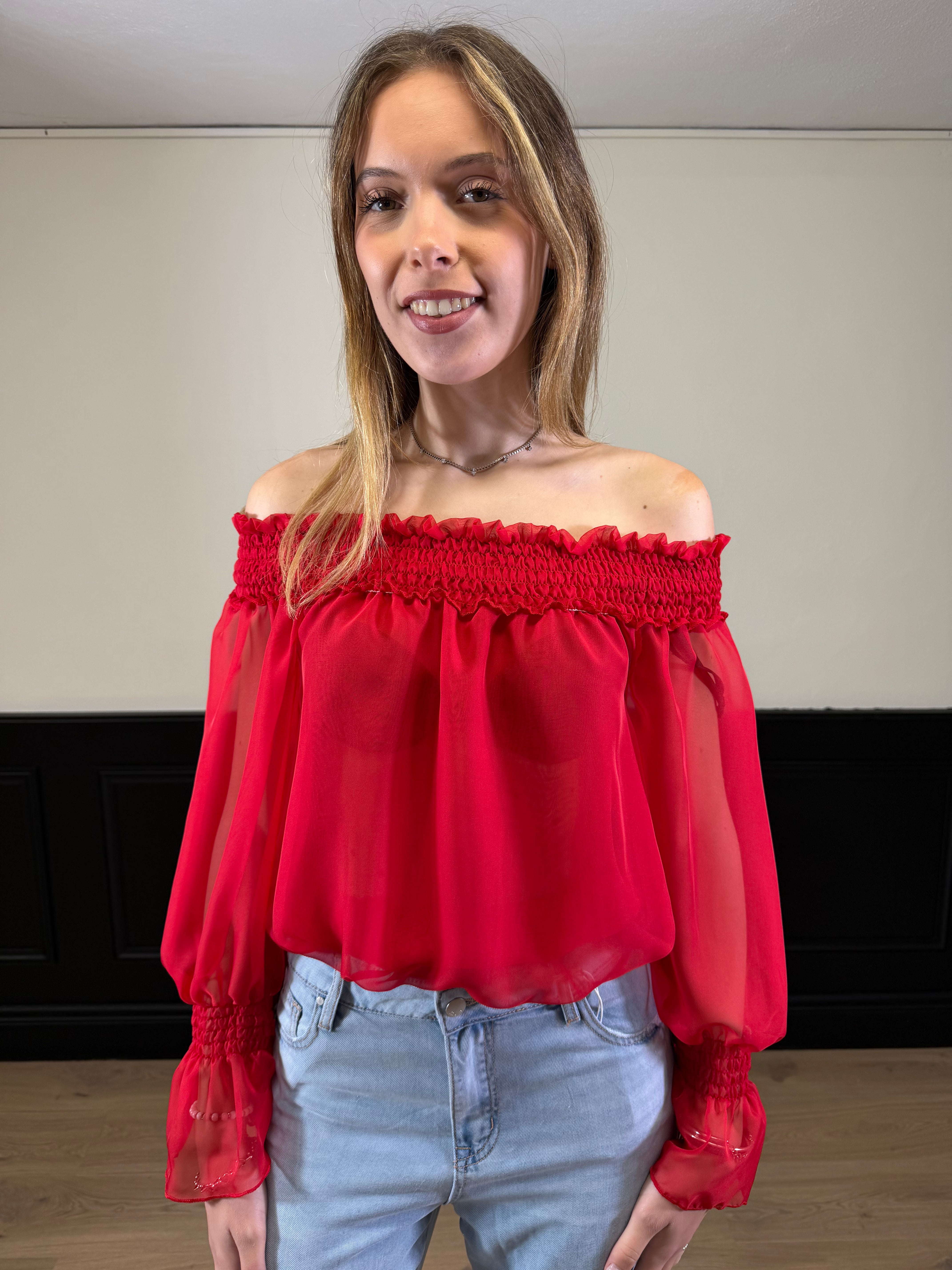 Blusa scollo a barca