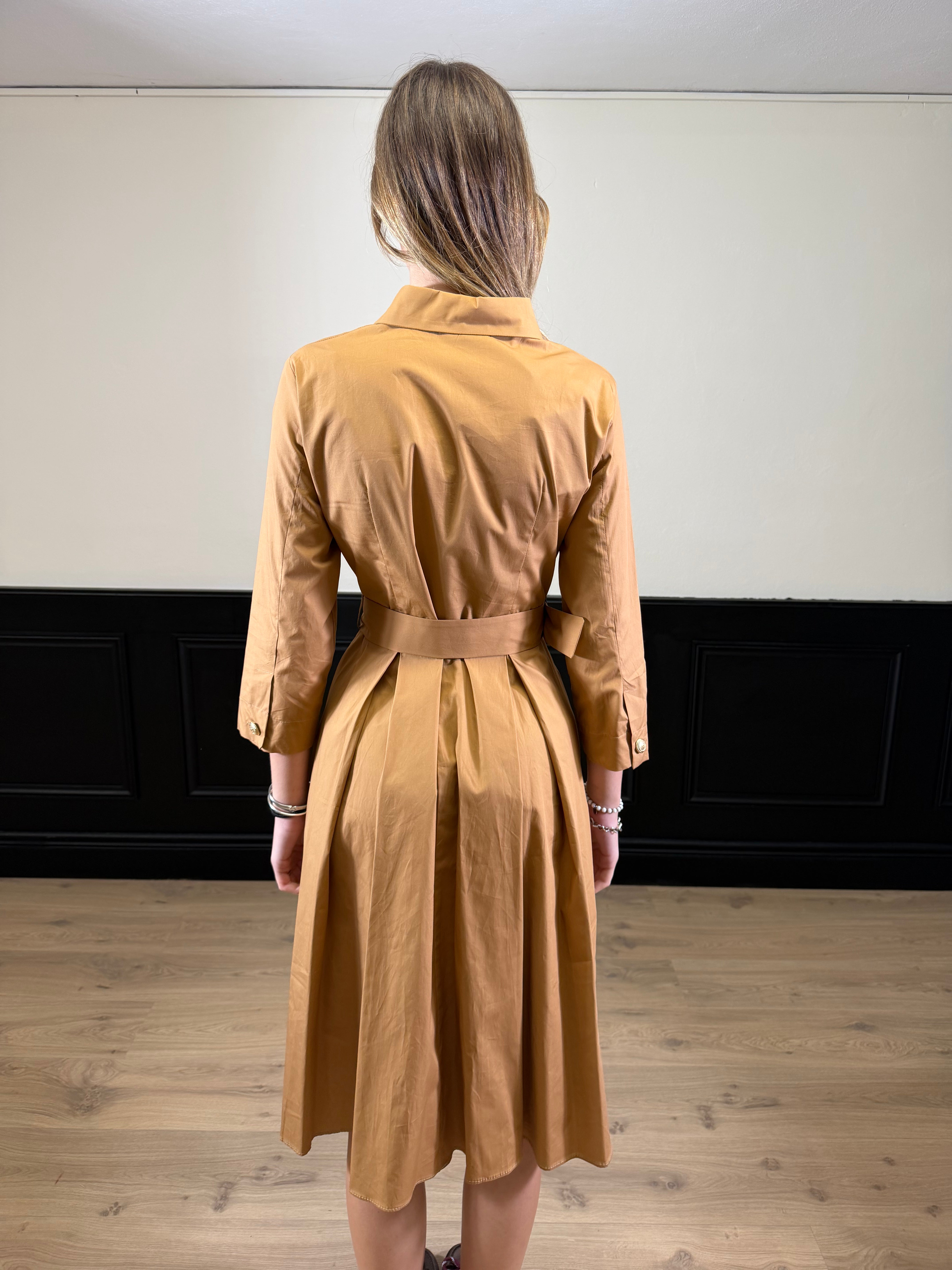 Abito Laetitia midi con cintura in cotone