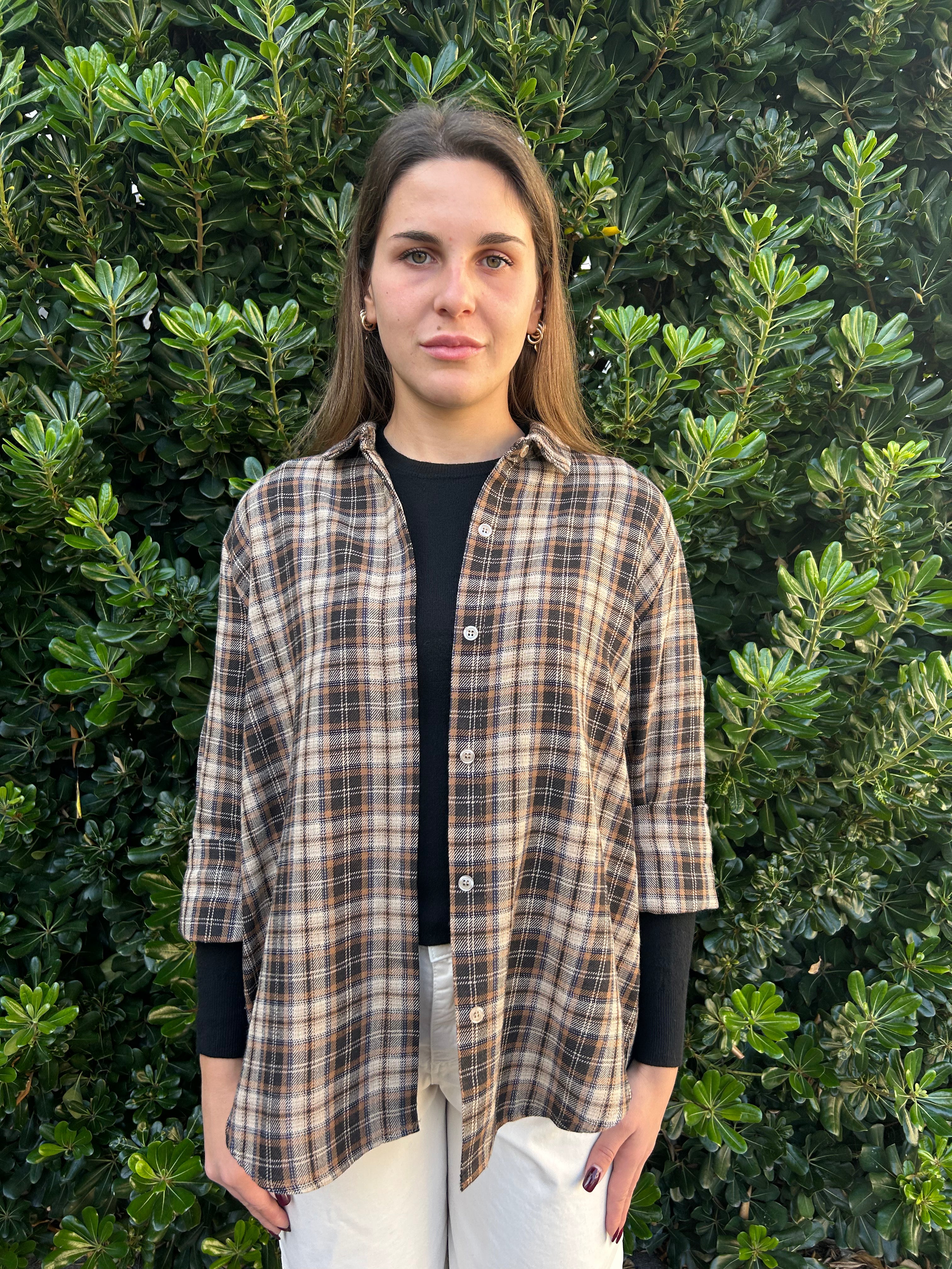 Camicia check marrone