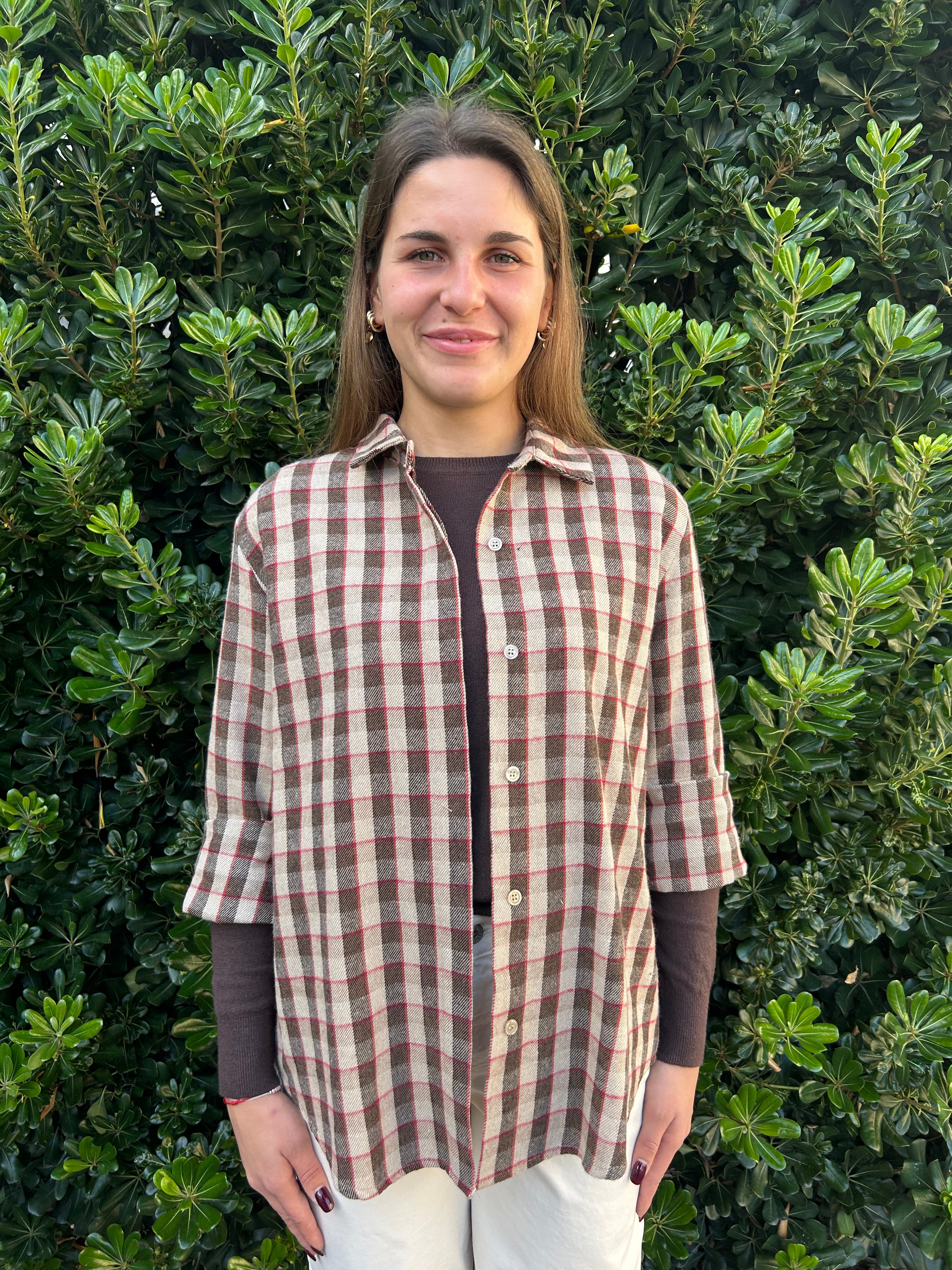 Camicia check sui toni del bordeaux