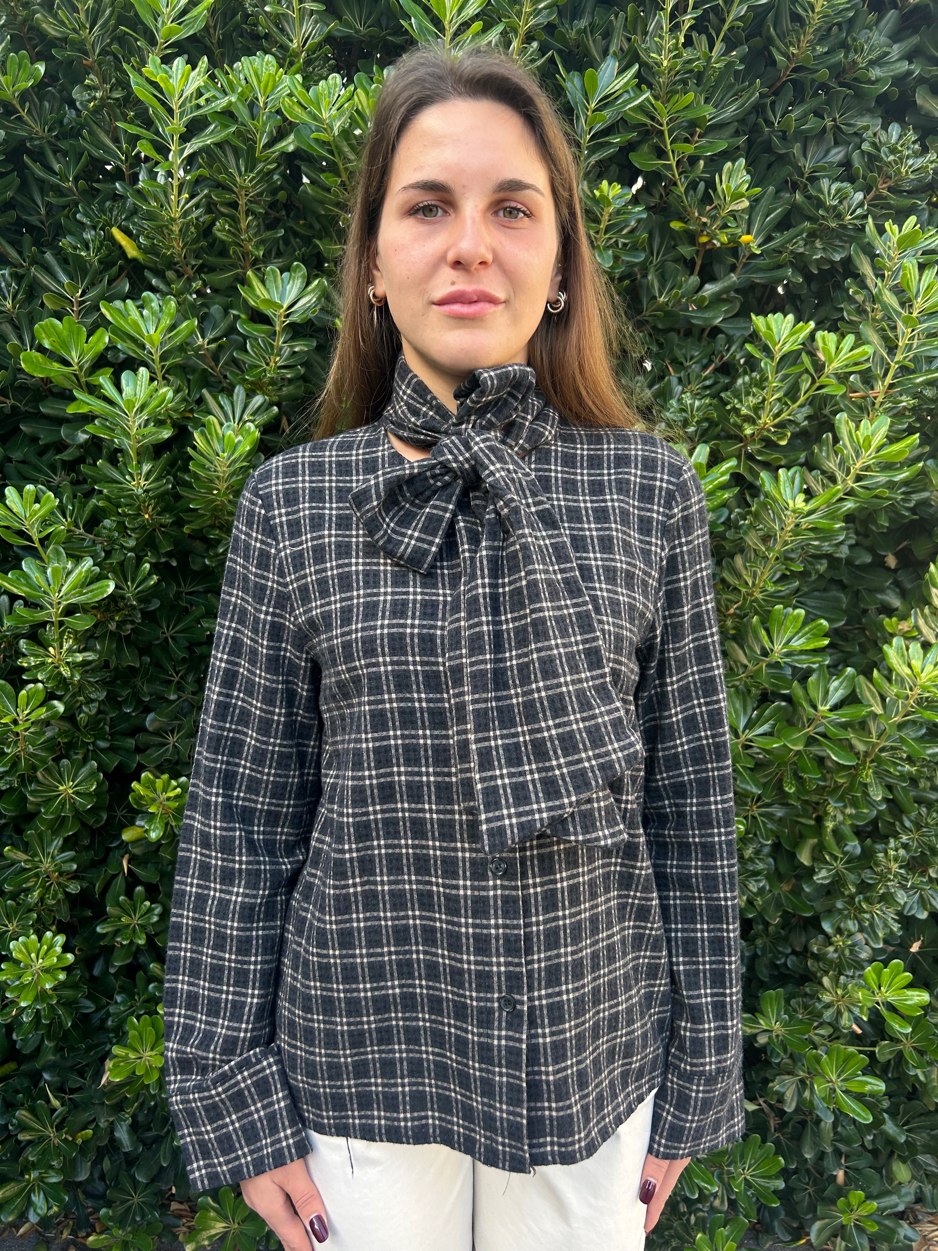 Camicia check con fiocco