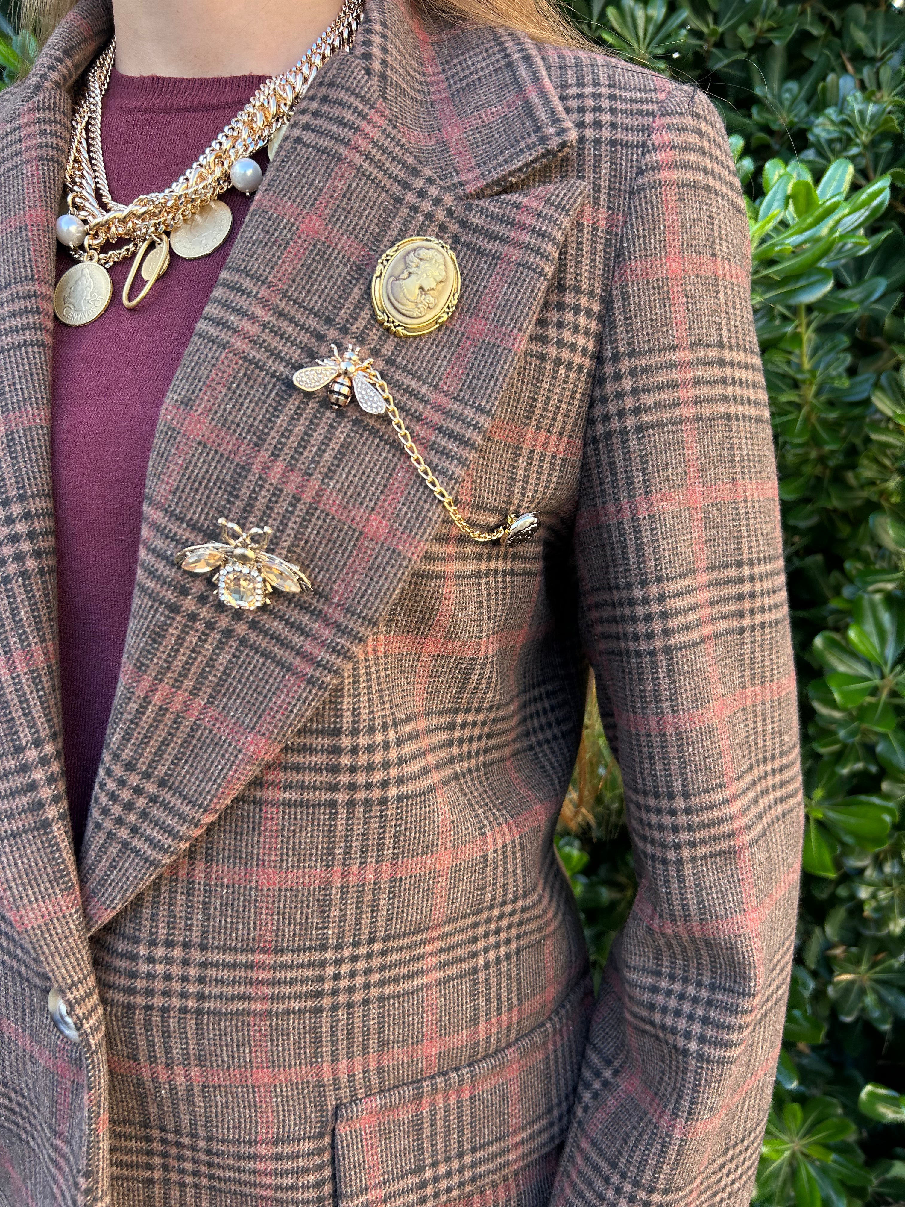 Giacca dritta fantasia quadretto