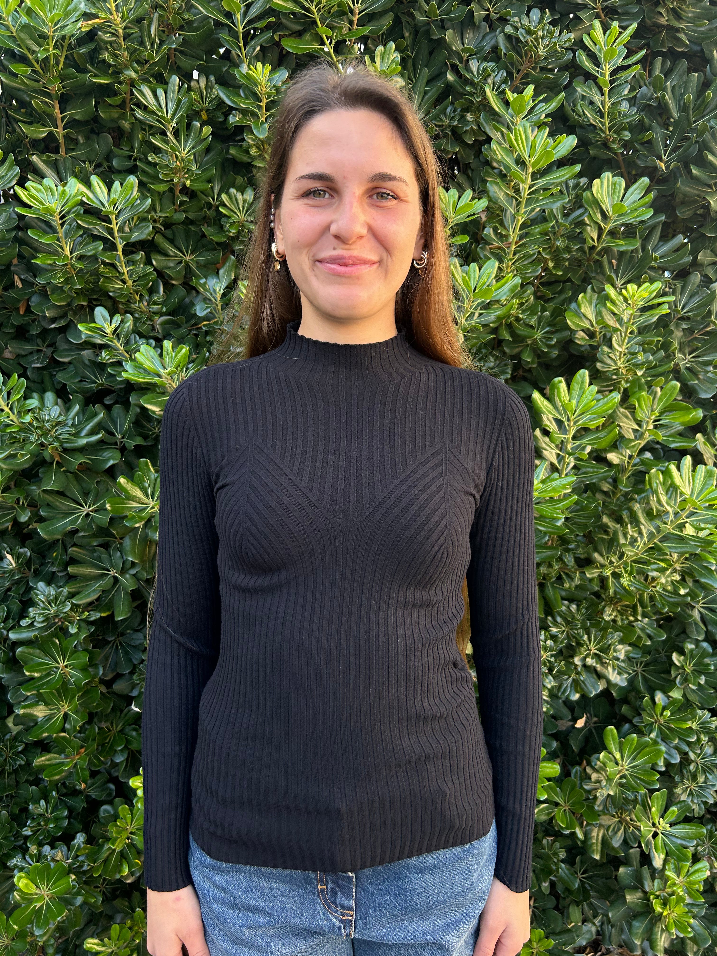 Maglia a costine mezzo collo