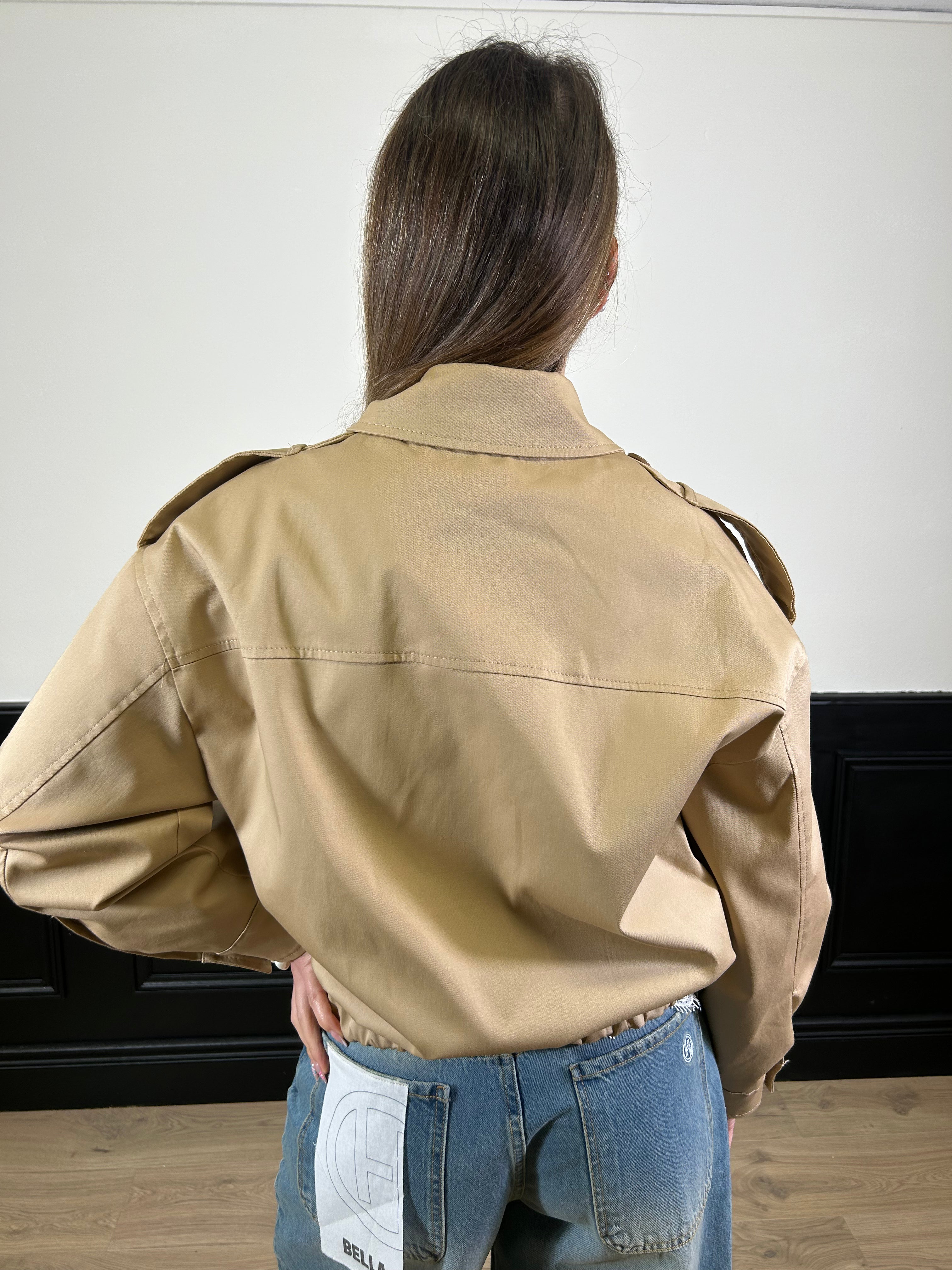 Giacca bomber in cotone beige