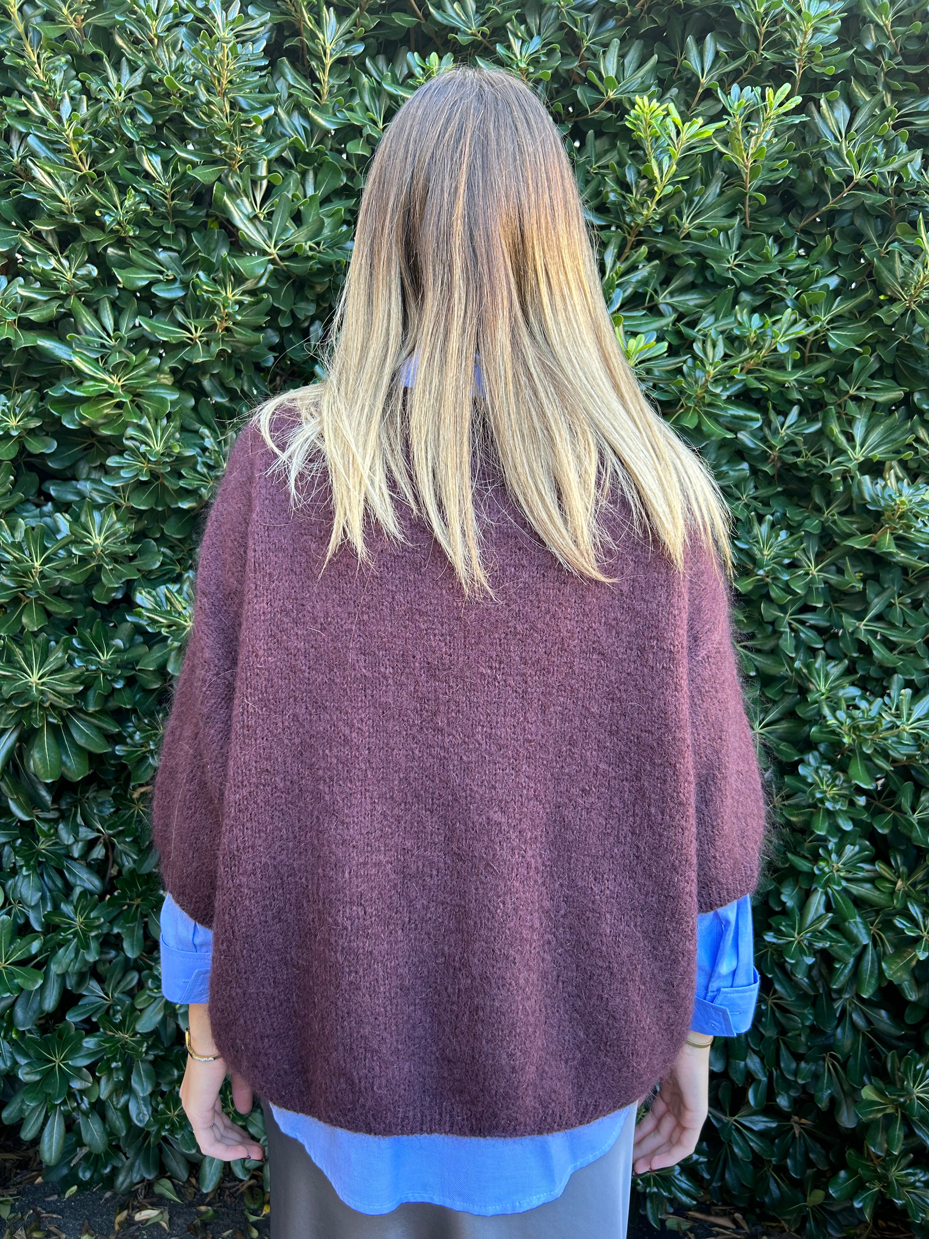 Maglia oversize manica 3/4 giro collo