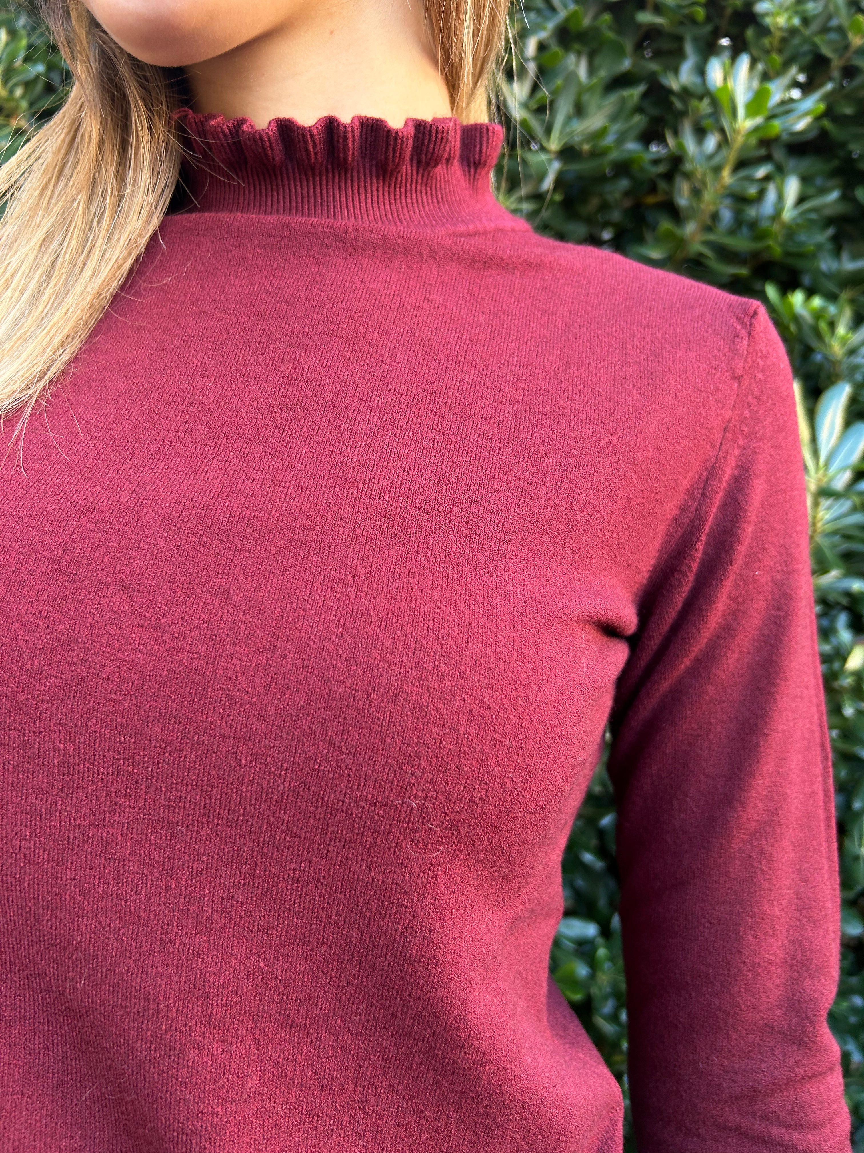 Maglia maniche lunghe con bordi plissettati