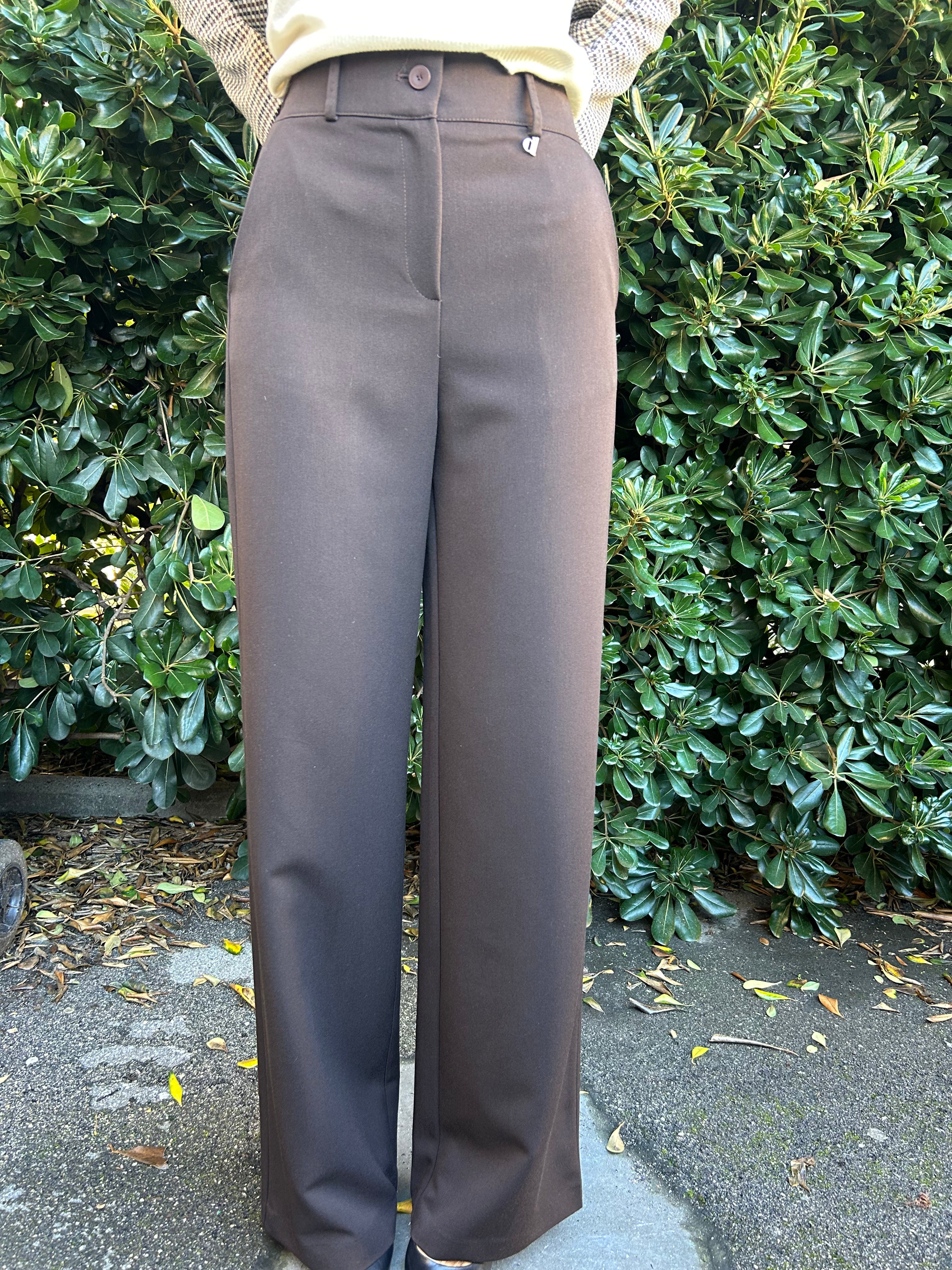 Pantalone palazzo con elastico dietro moro