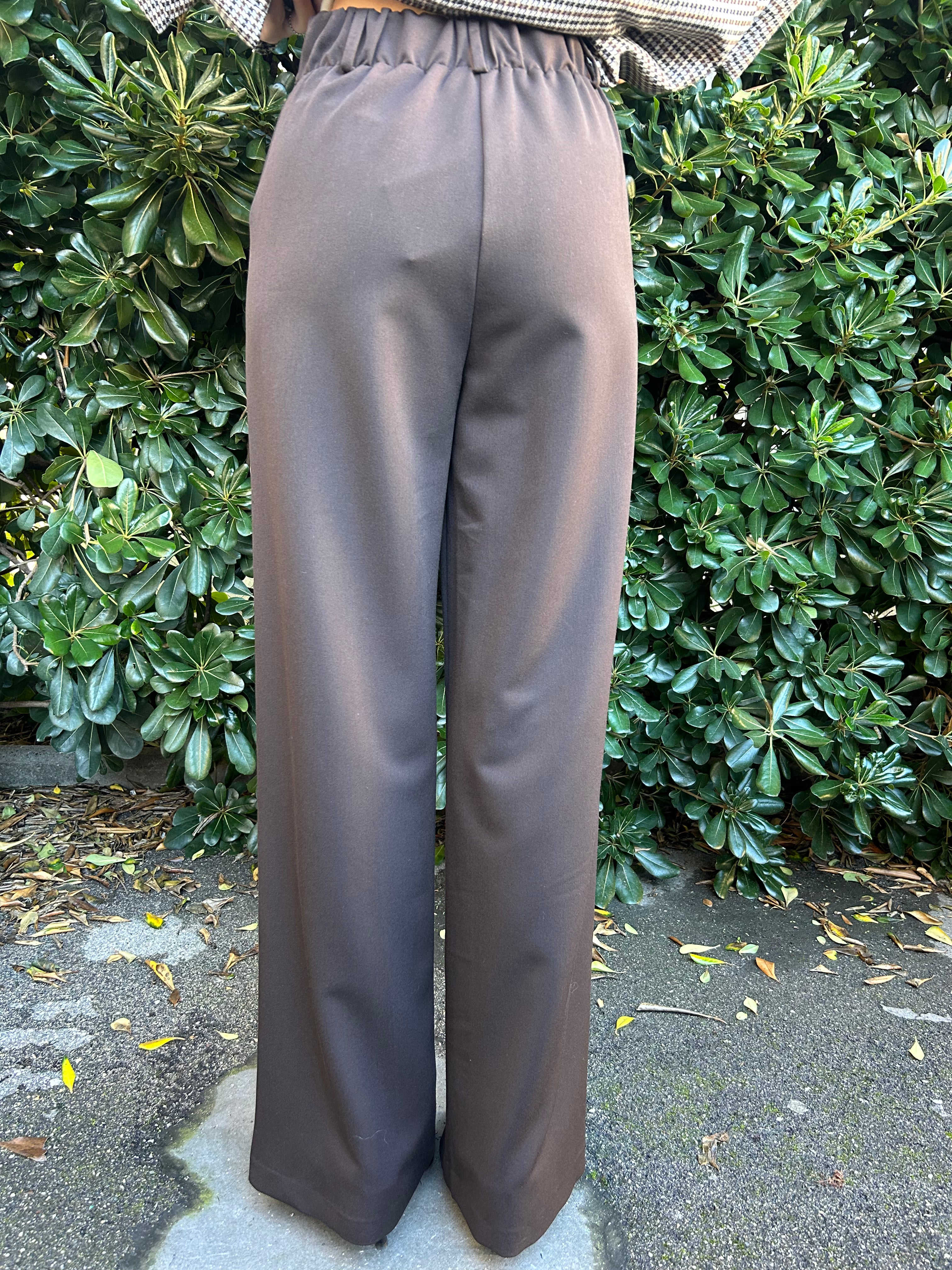 Pantalone palazzo con elastico dietro moro