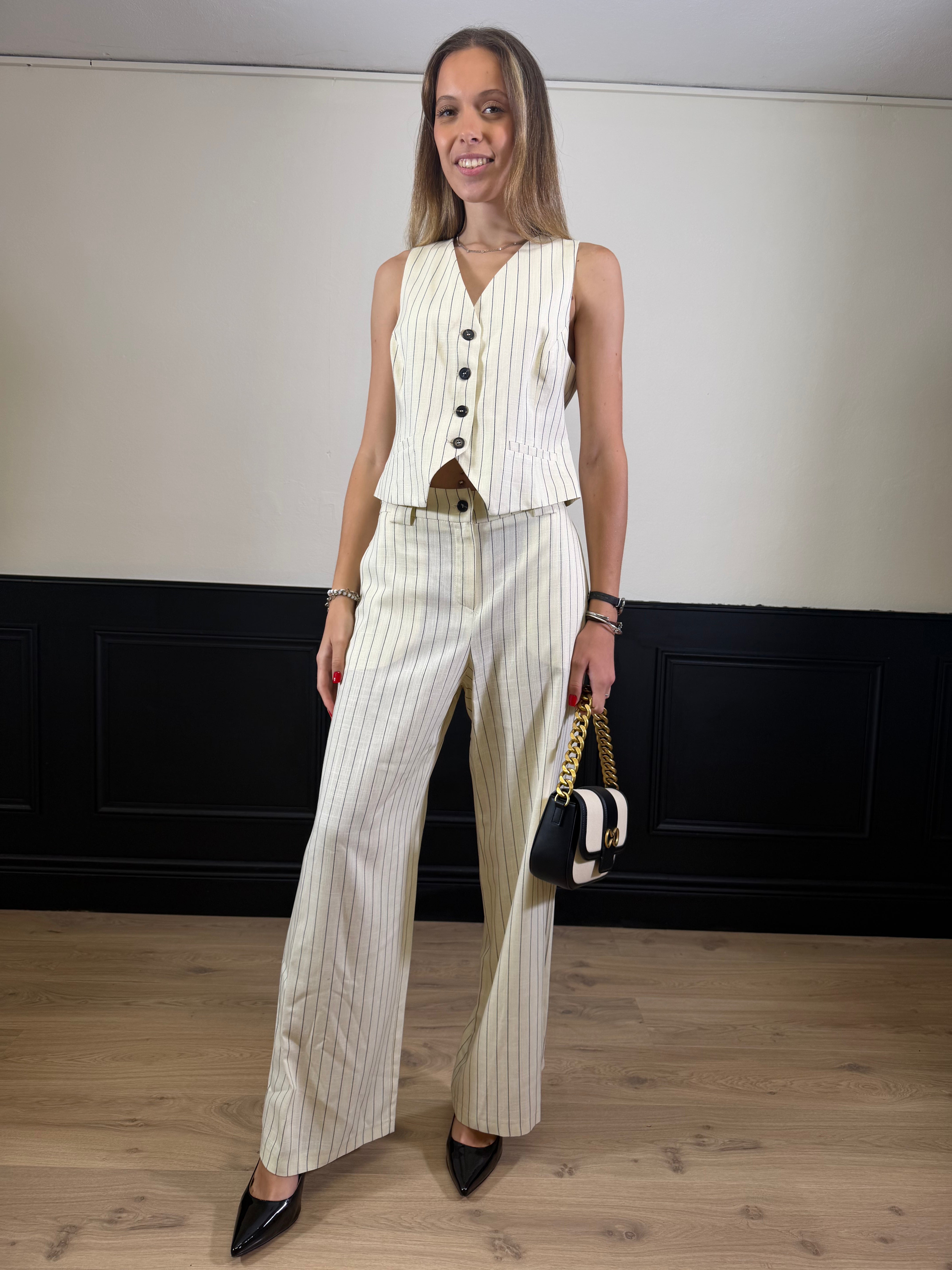 Completo gilet e pantalone gessato