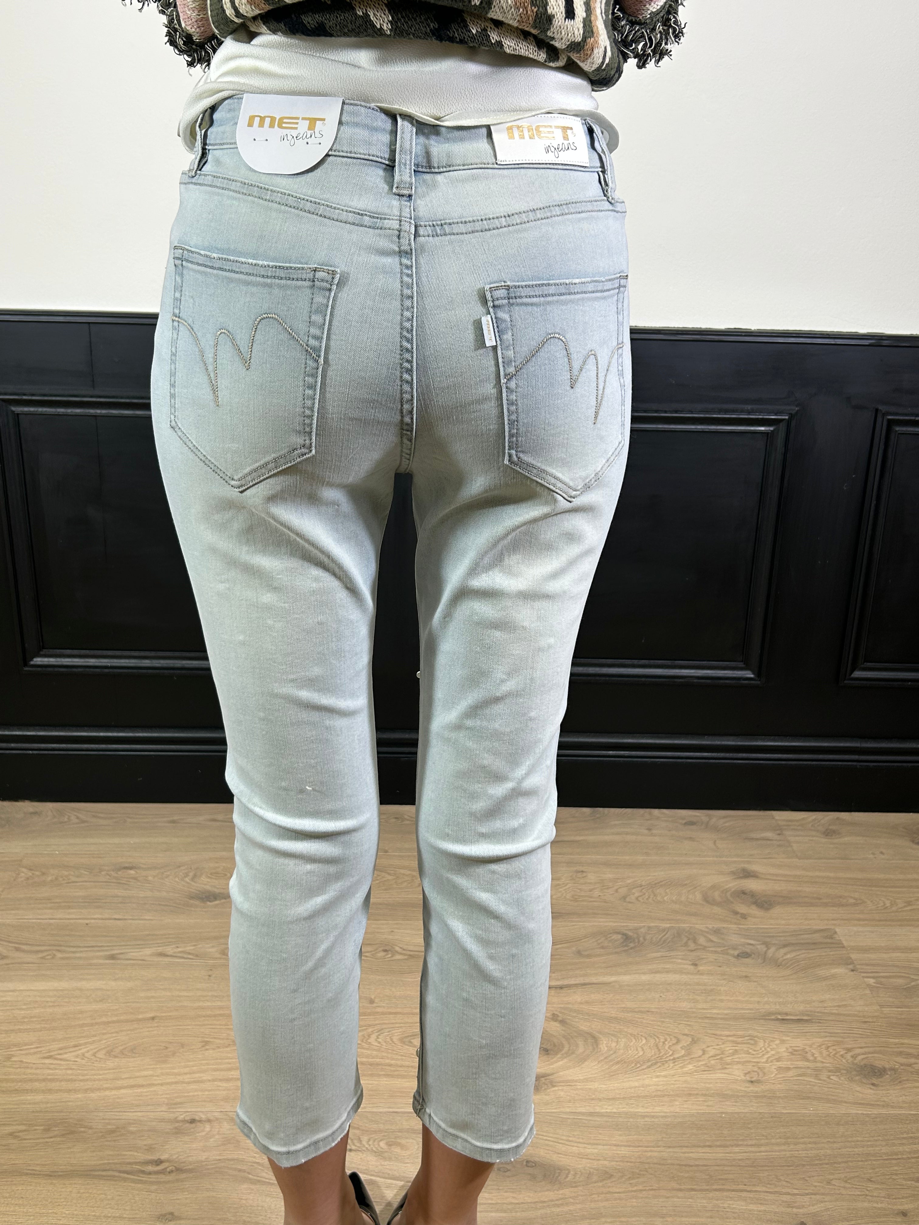 Jeans Renza con strass e perle
