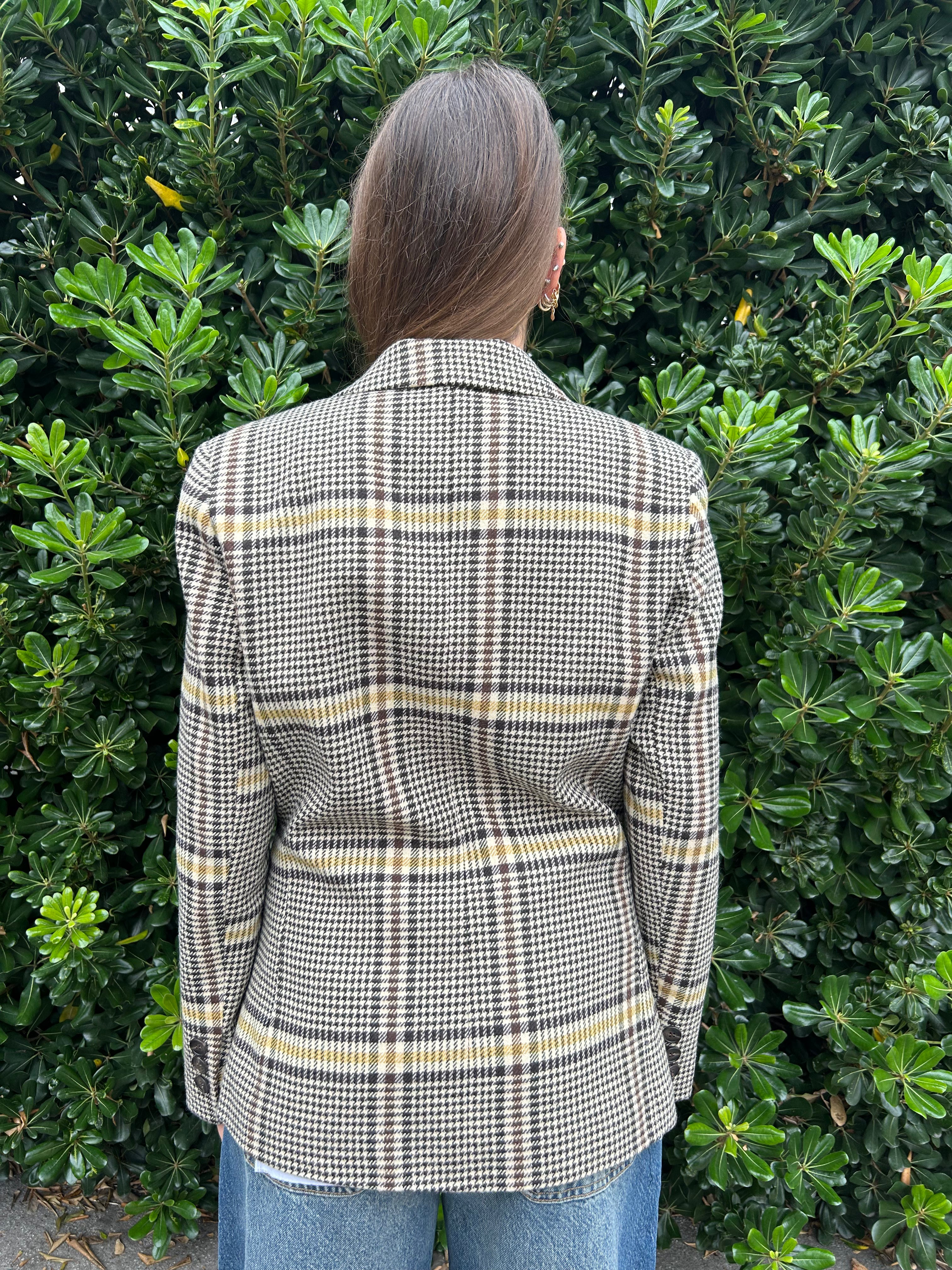 Giacca doppiopetto a quadri gialla