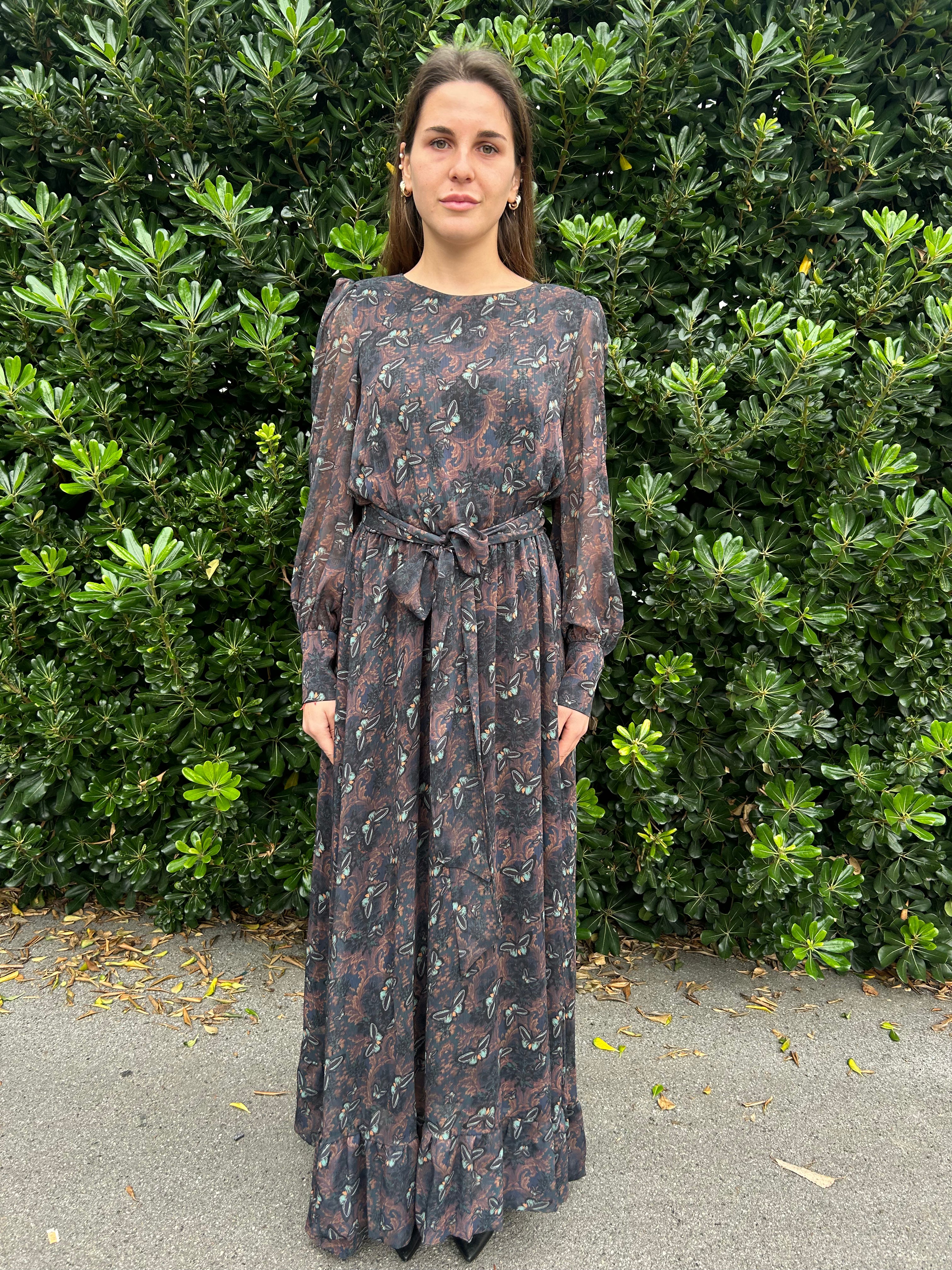 Abito Ritha lungo fantasia butterfly