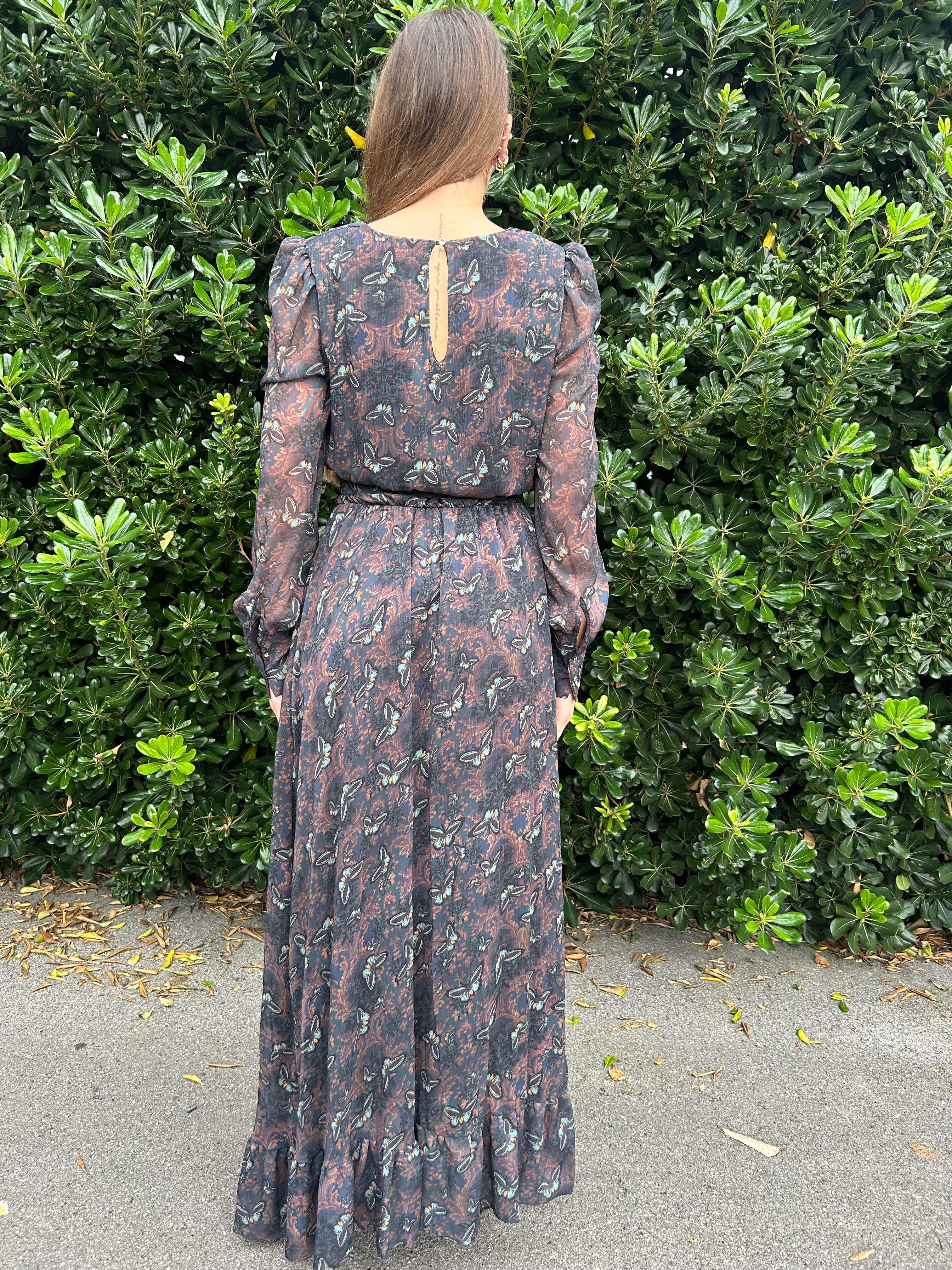 Abito Ritha lungo fantasia butterfly