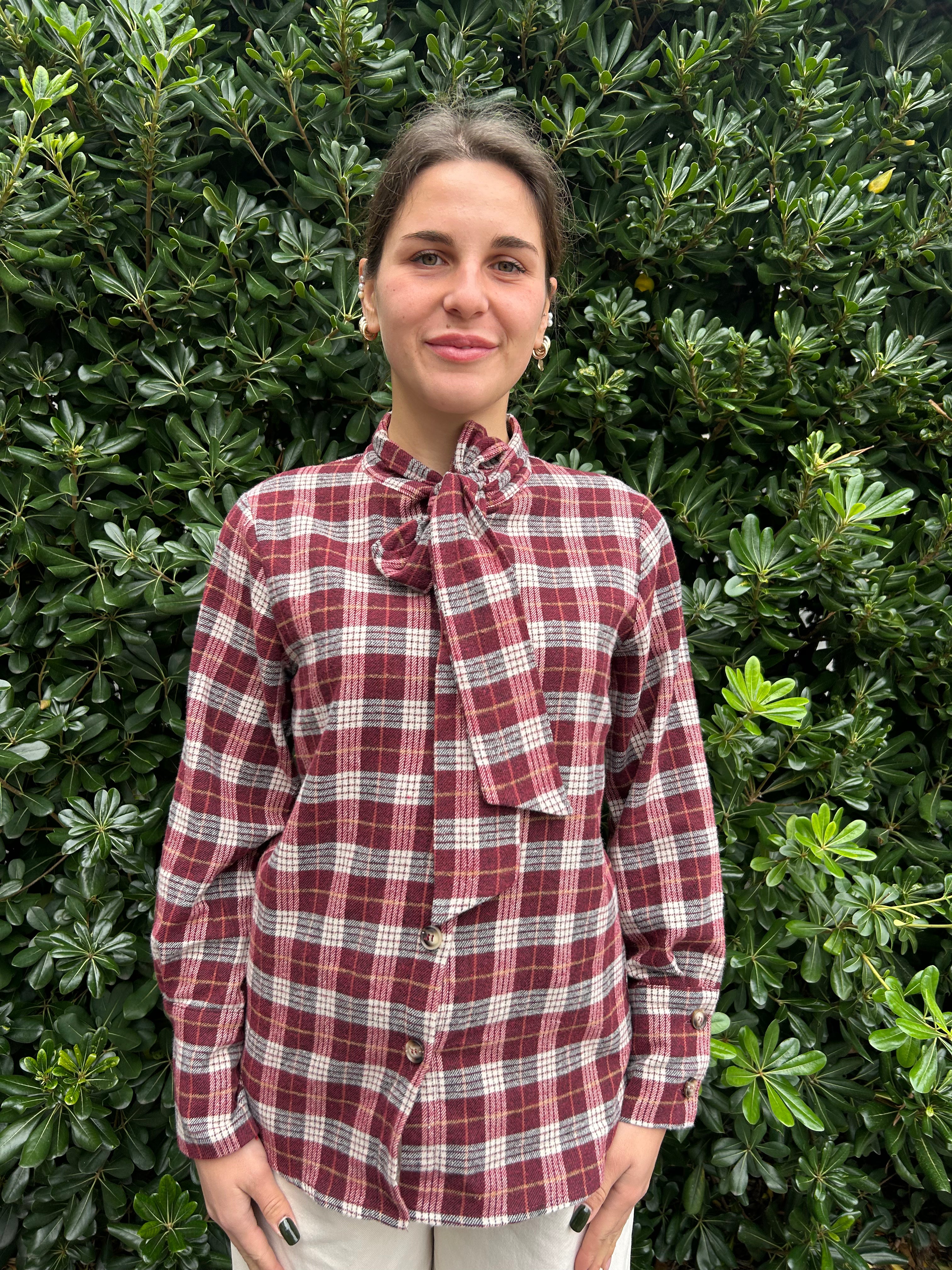 Camicia check con fiocco