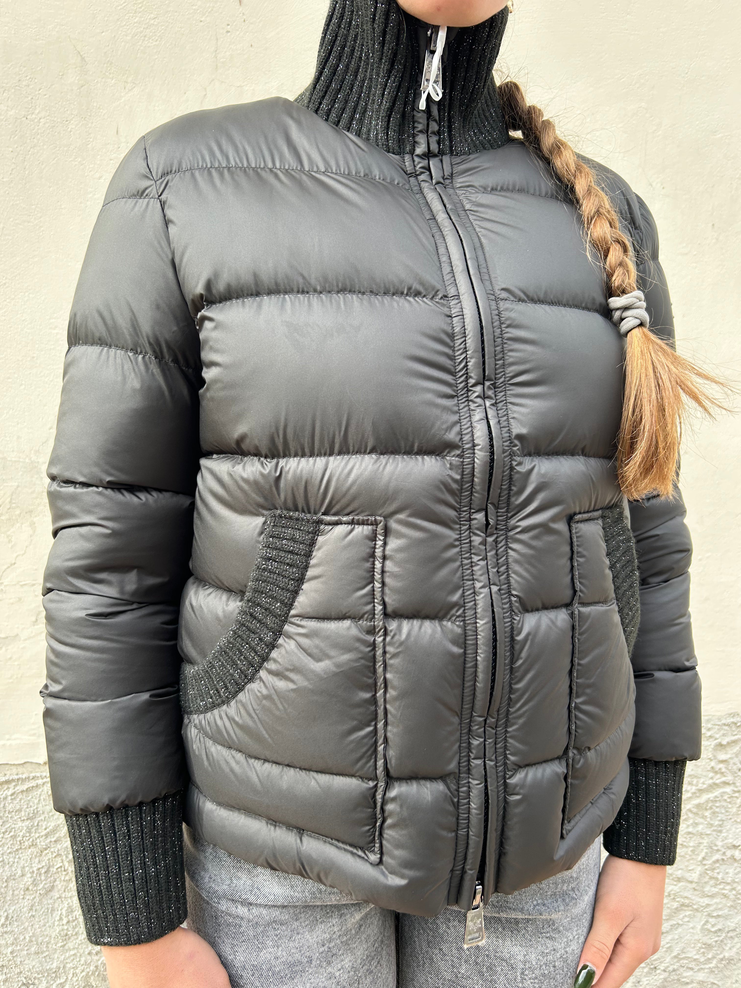 Piumino con dettagli lurex vera piuma