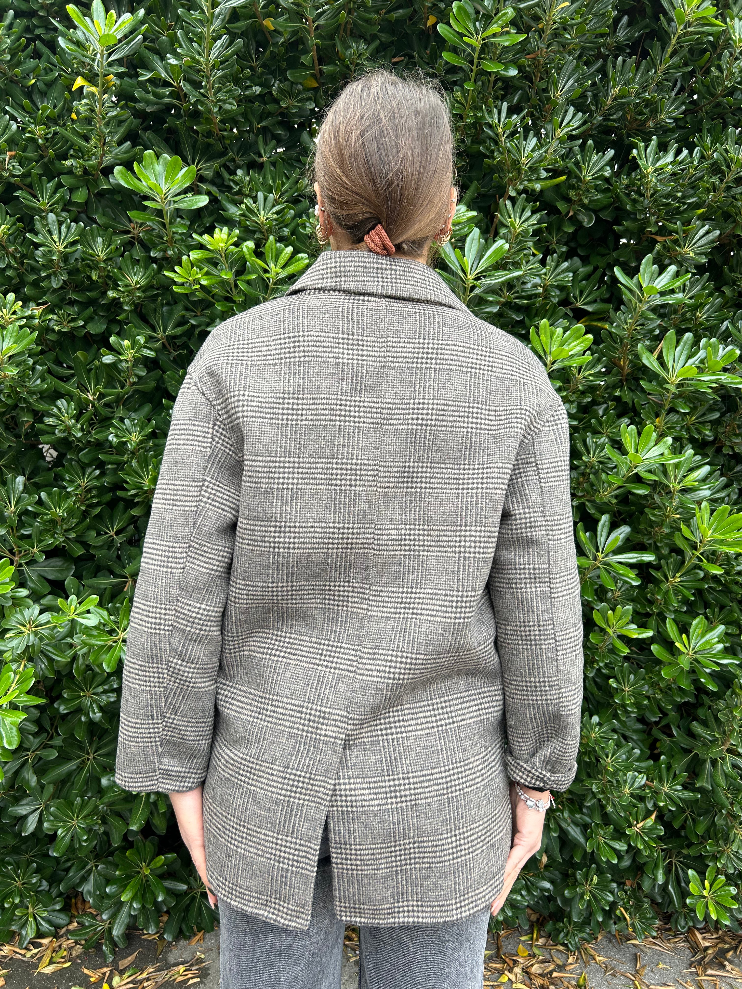 Giacca cappotto in lana con patch hand made