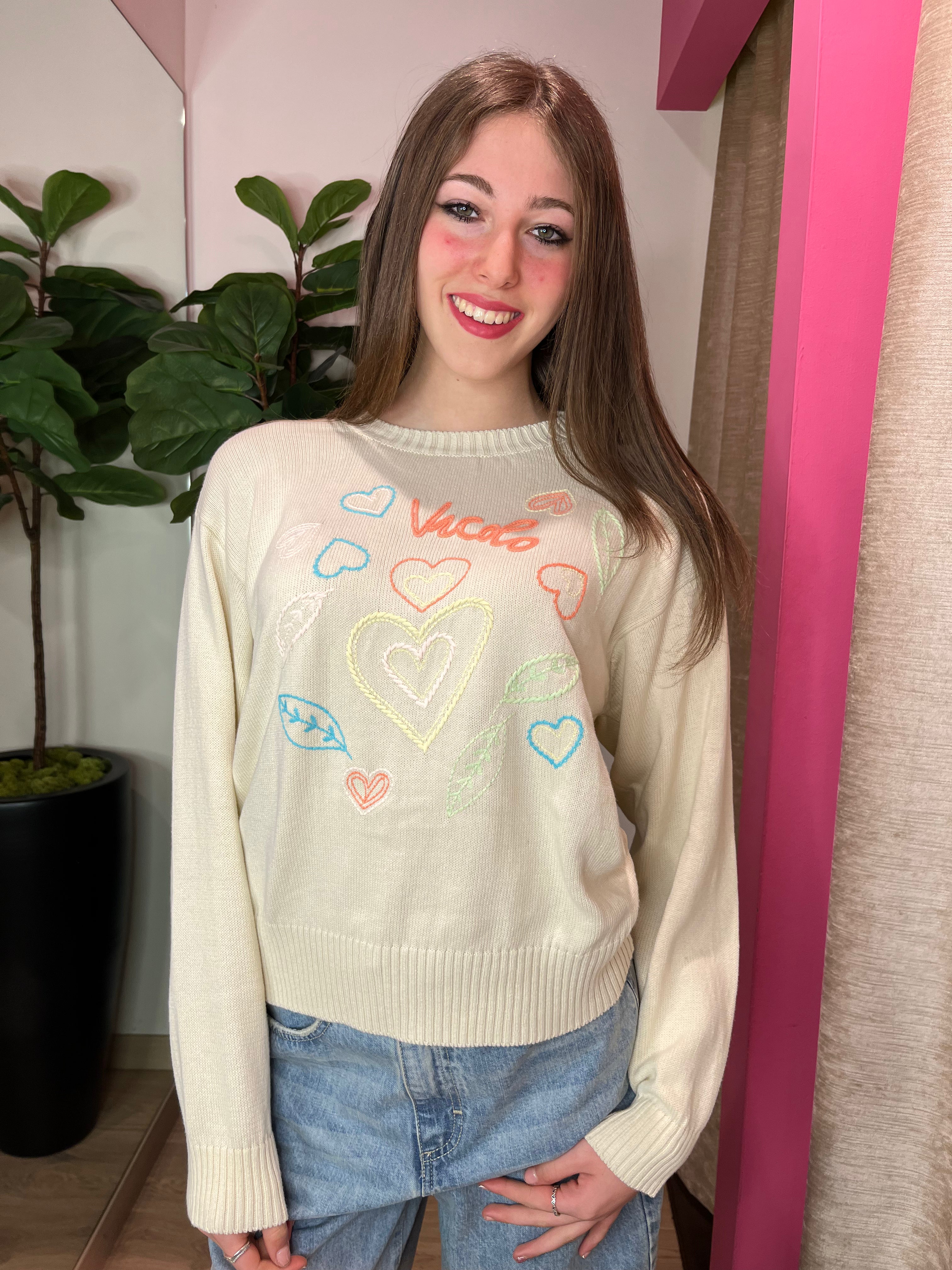 Pull ricami multicolor
