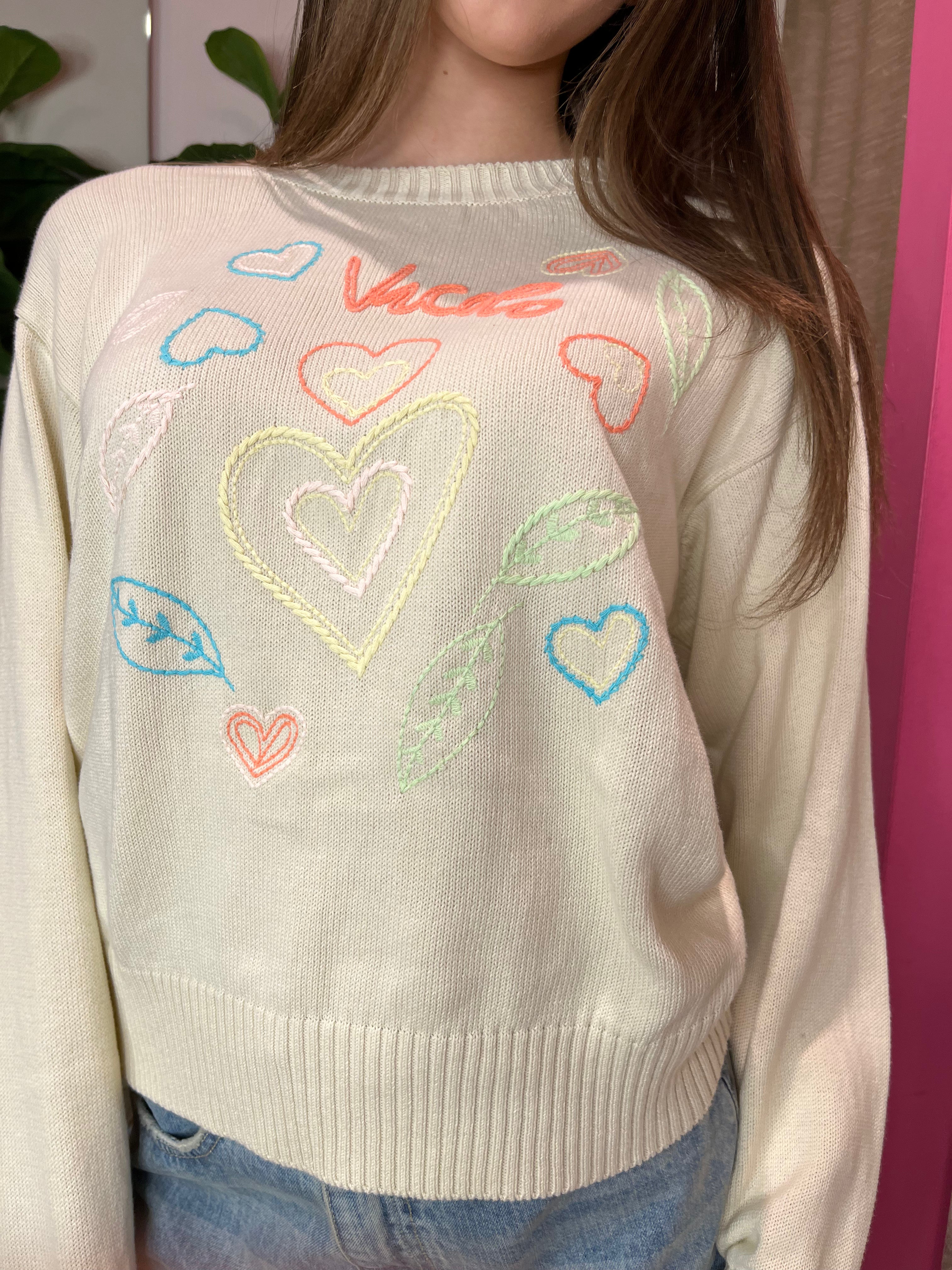 Pull ricami multicolor