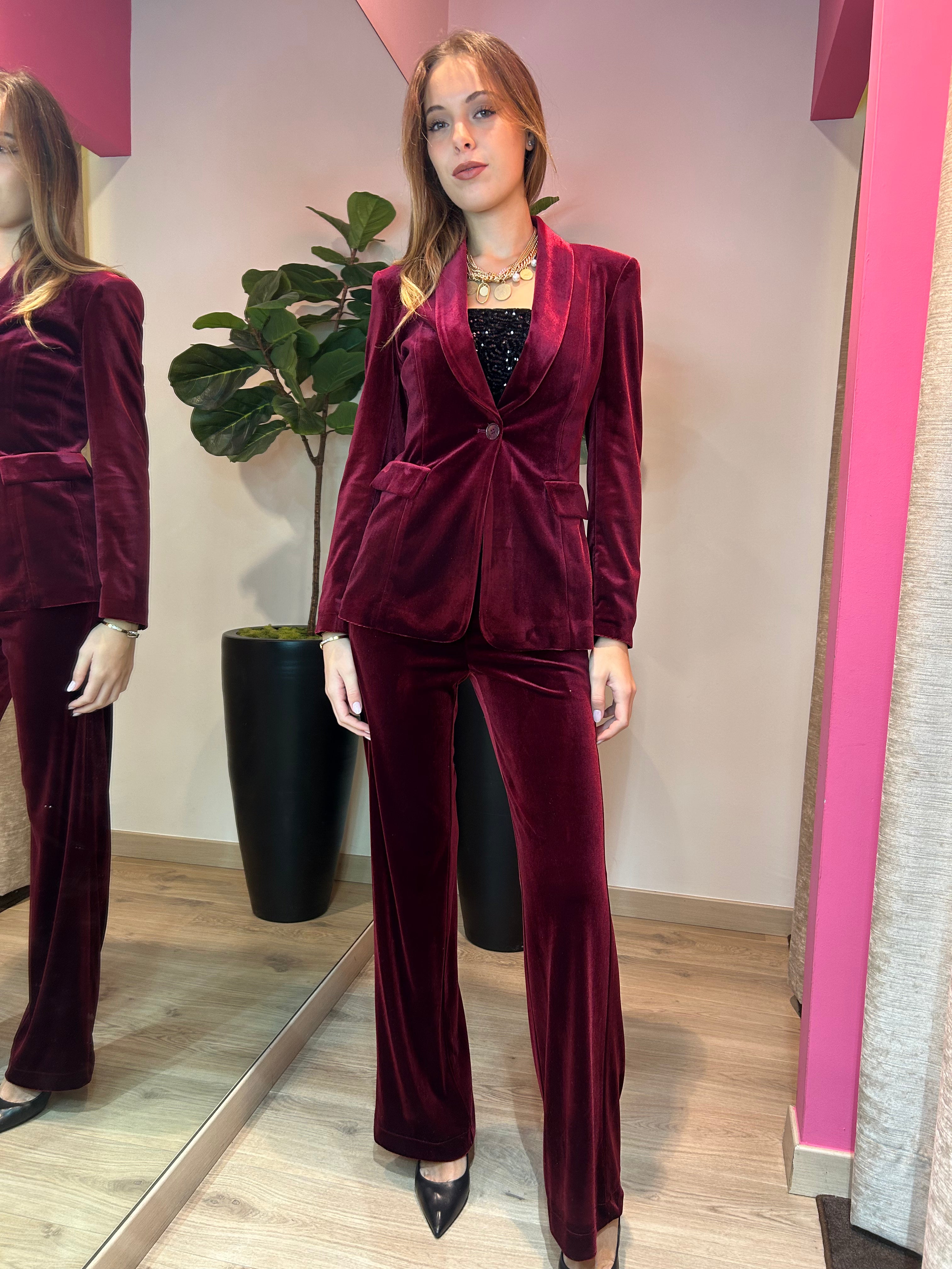 Tailleur in velluto liscio