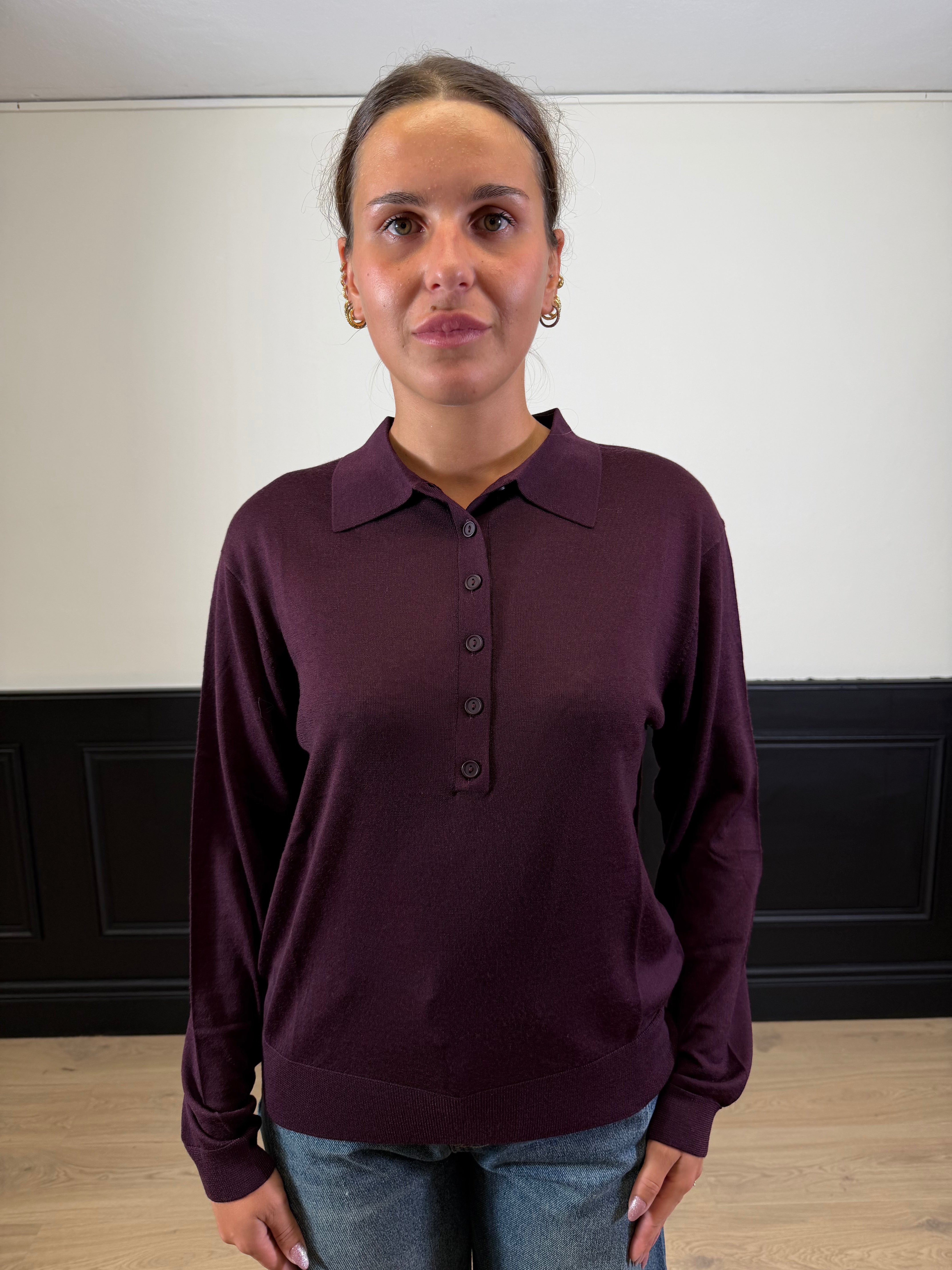 Maglia polo oversize di lana